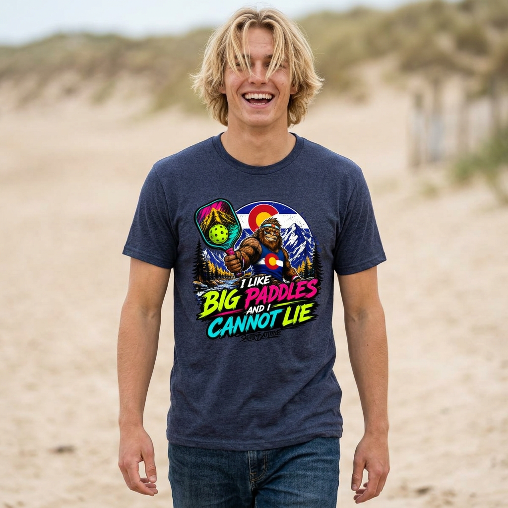 Pickleball T-Shirt — "I Like Big Paddles and I Cannot Lie" Retro Graphic
