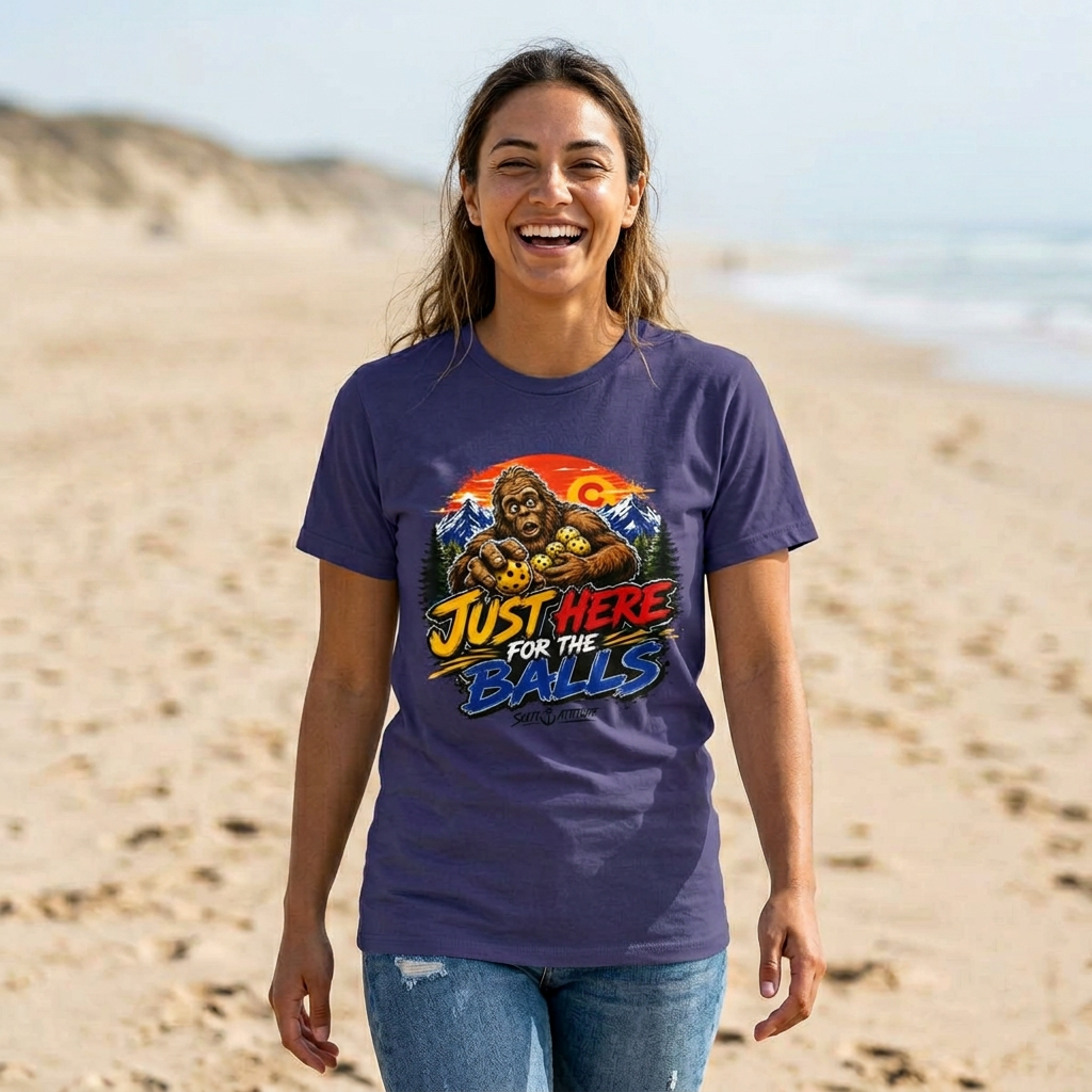 Just Here for the Balls T-Shirt — Funny Salty Attitude Sports Pickleball Tee