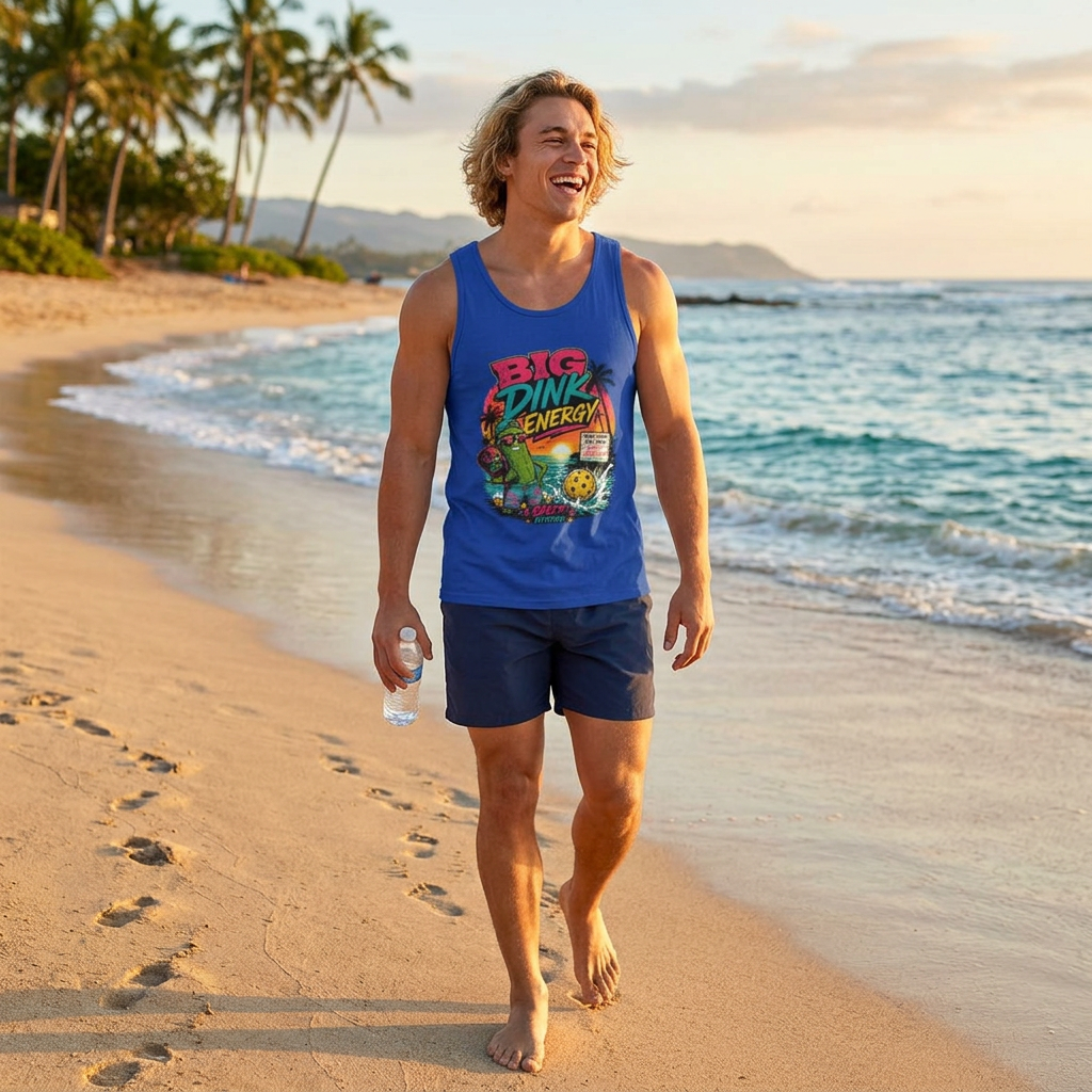 Big Dink Energy Tank Top — Retro Beach Pickleball Graphic “Big Dink Energy”