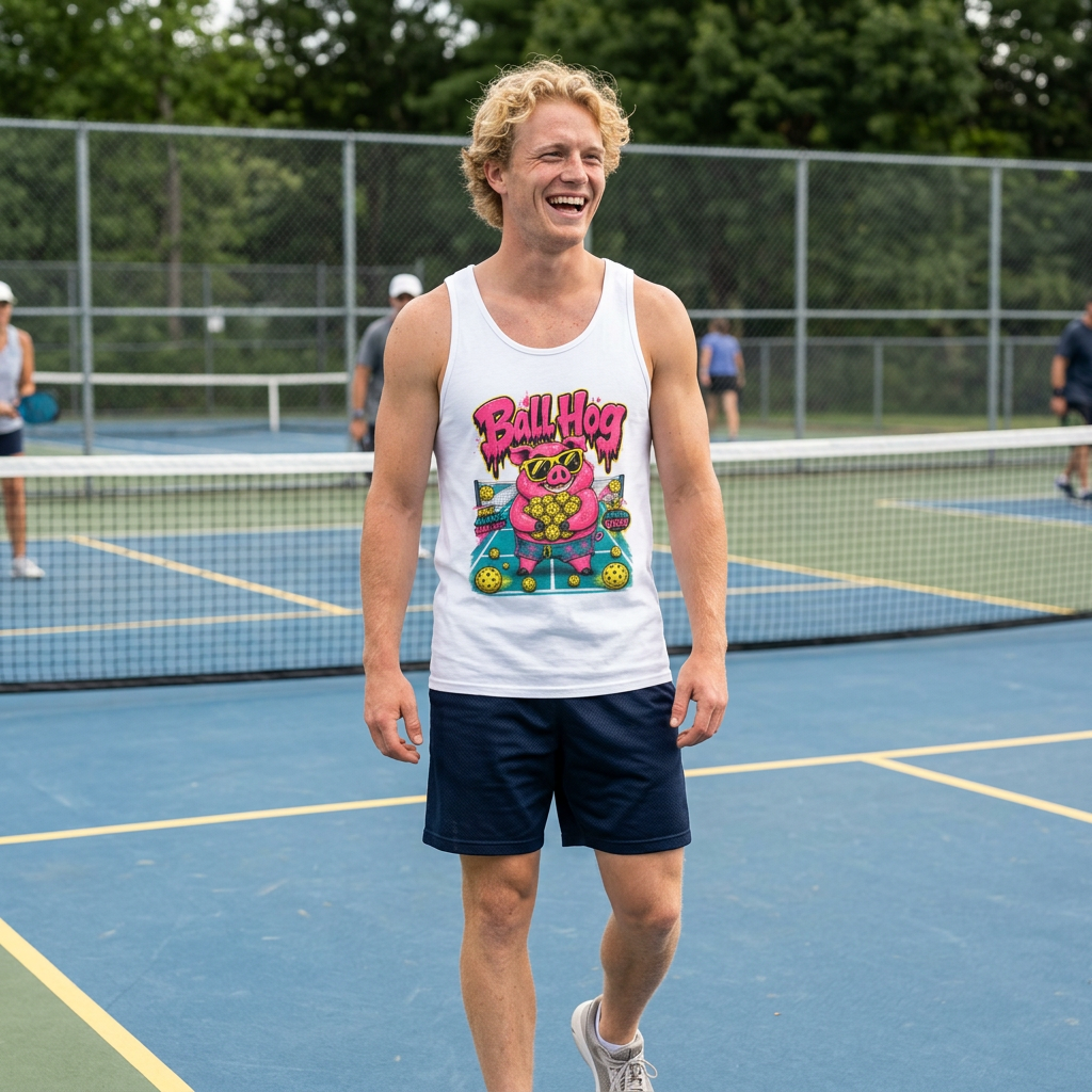 Ball Hog Pig Graphic Tank Top — Retro Arcade Sports Tee