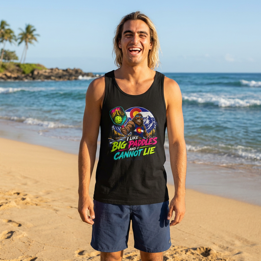 Pickleball Tank Top — "I Like Big Paddles and I Cannot Lie" Retro Graphic