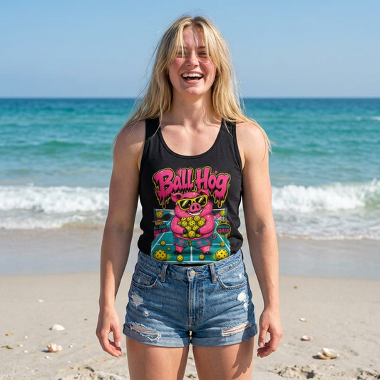 Ball Hog Pig Graphic Tank Top — Retro Arcade Sports Tee