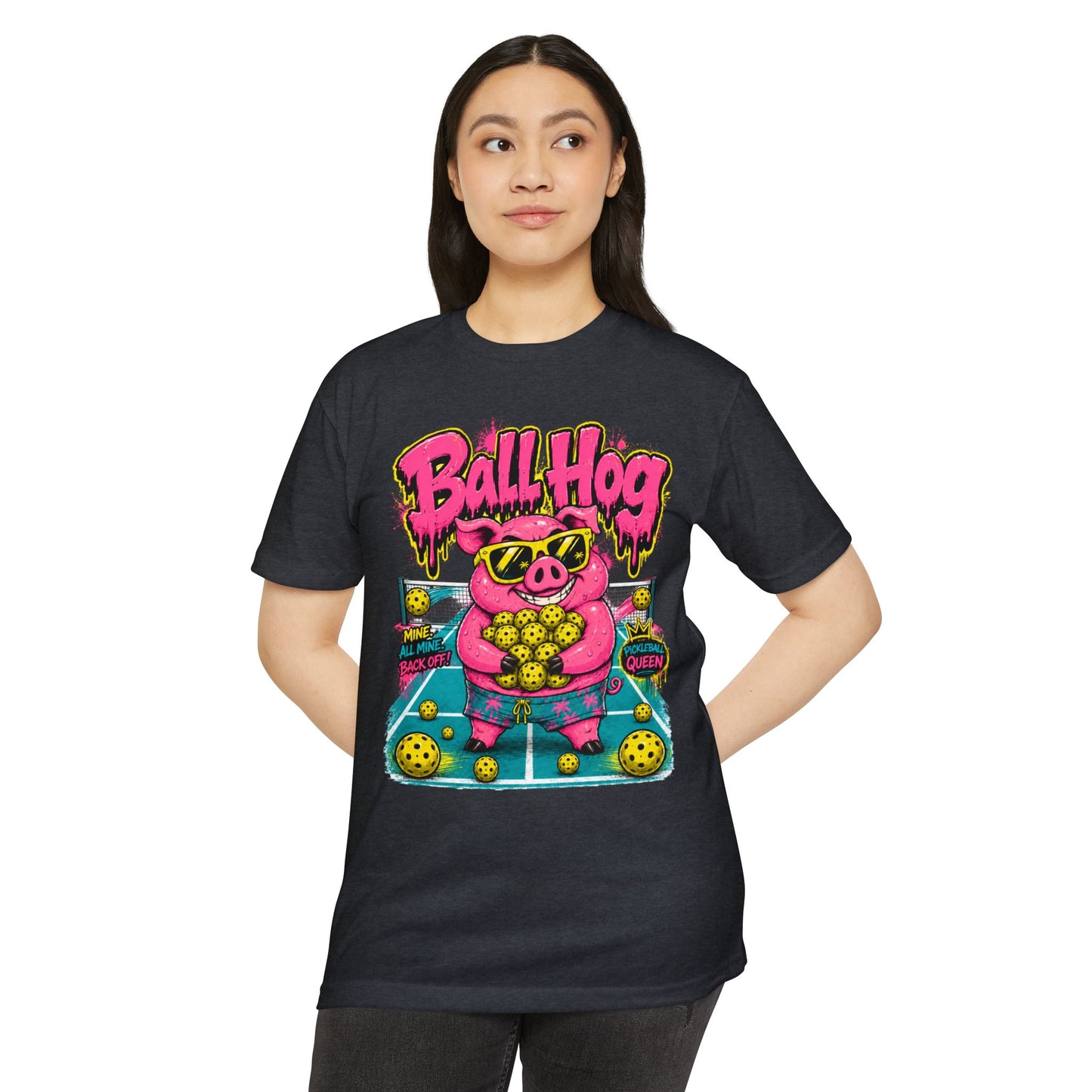 Ball Hog Pickleball T-Shirt — Retro Pig Graphic Tee ("Ball Hog")