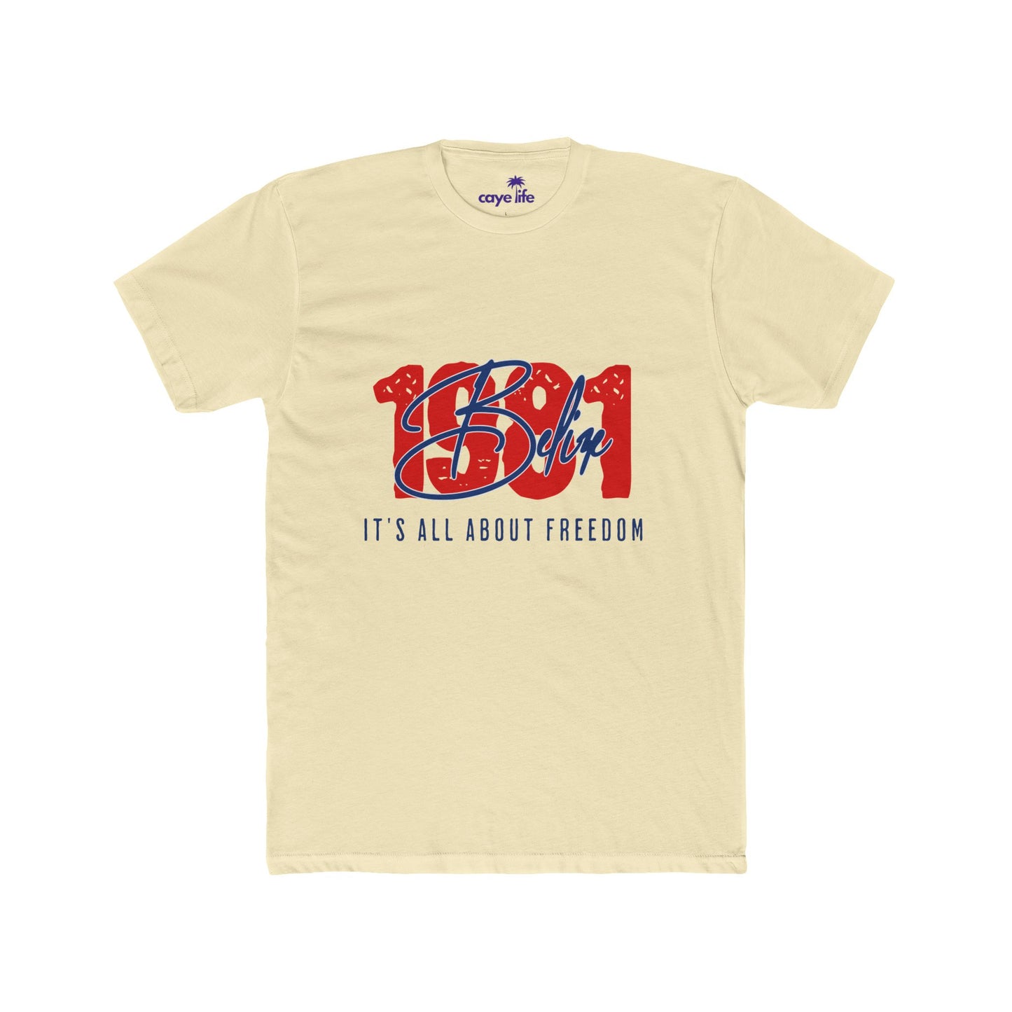 Cotton Crew Tee - Belize, It's All About Freedom, Patriotic Apparel