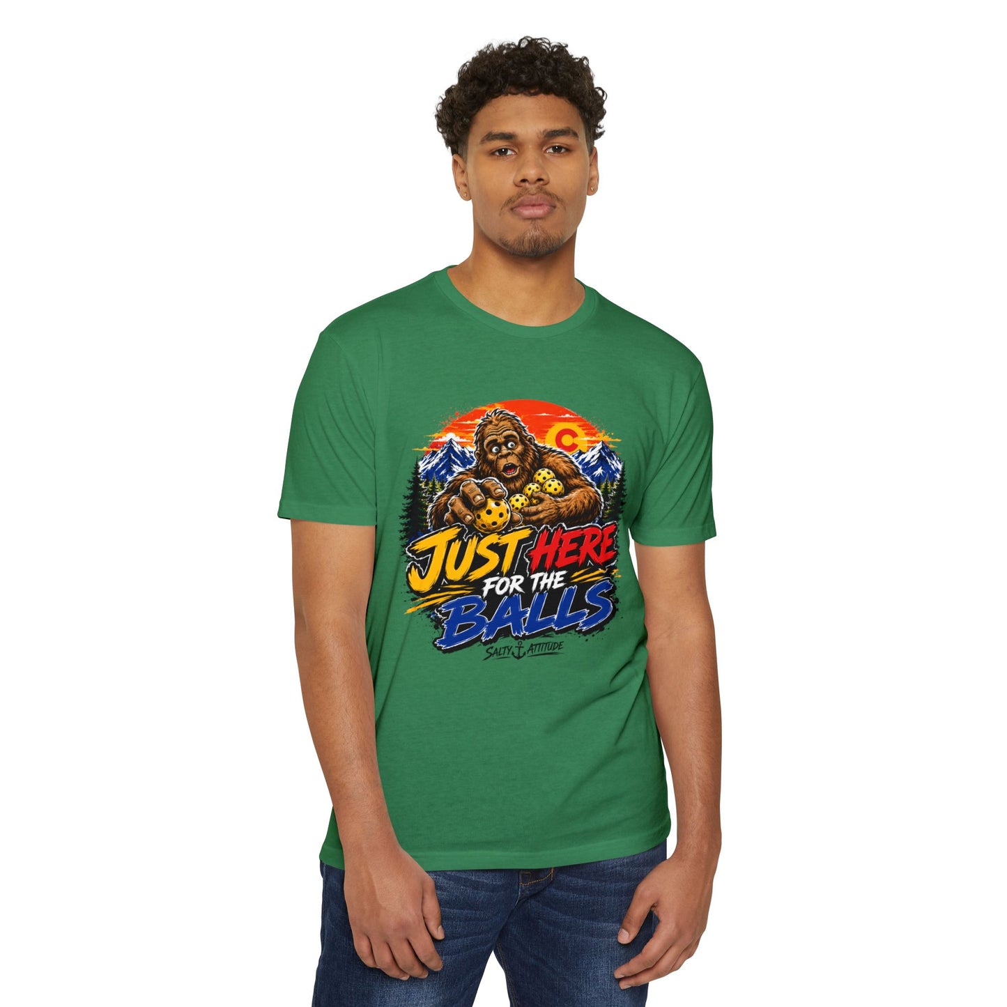 Just Here for the Balls T-Shirt — Funny Salty Attitude Sports Pickleball Tee