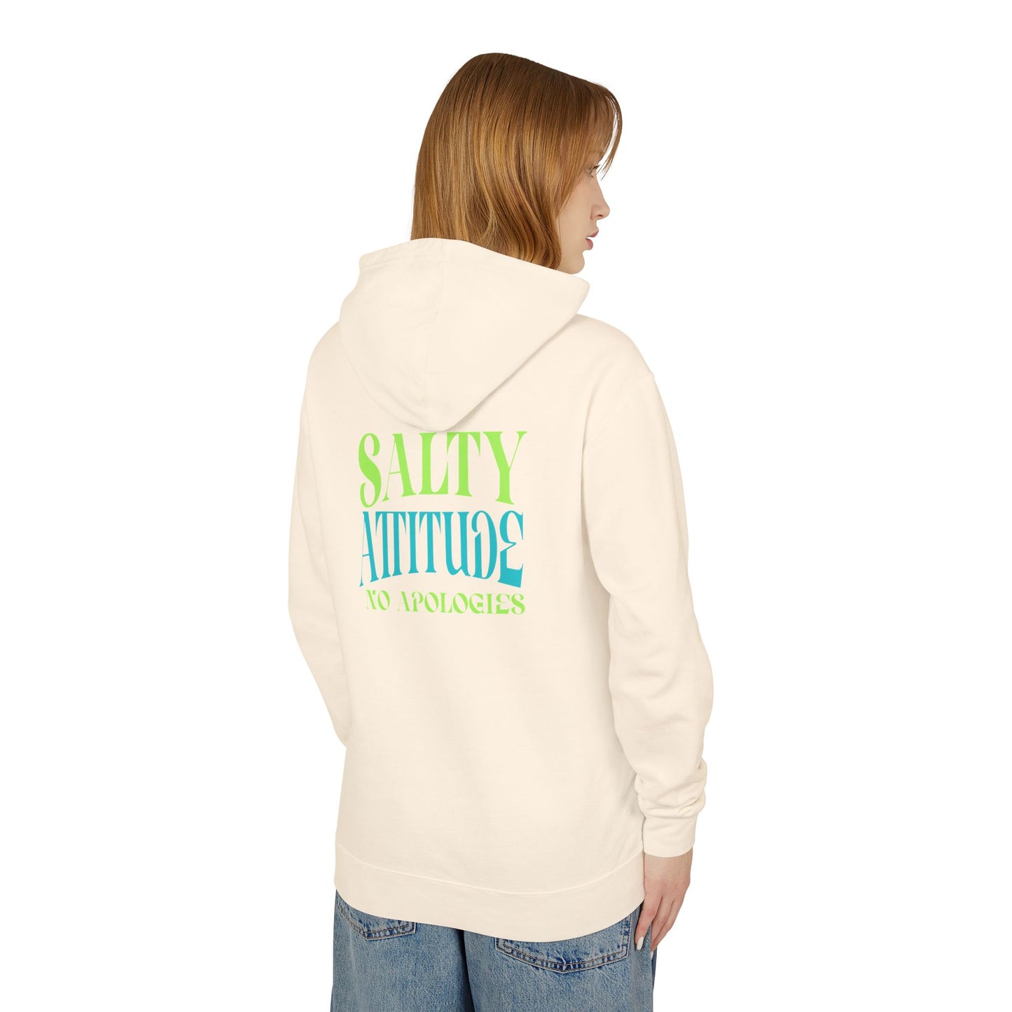 Salty Attitude Hoodie — Beach Palm Wave Lightweight Pullover