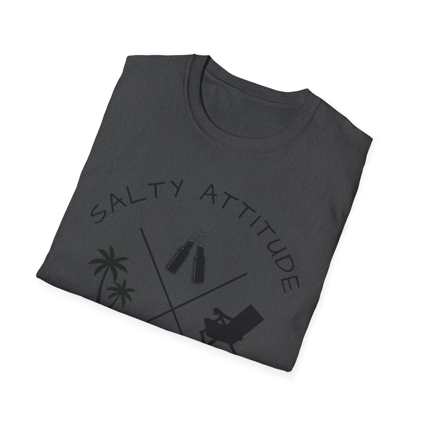 Salty Attitude Beach T-Shirt — Coastal Vacation Shirt with Sunglasses & Palm Icons