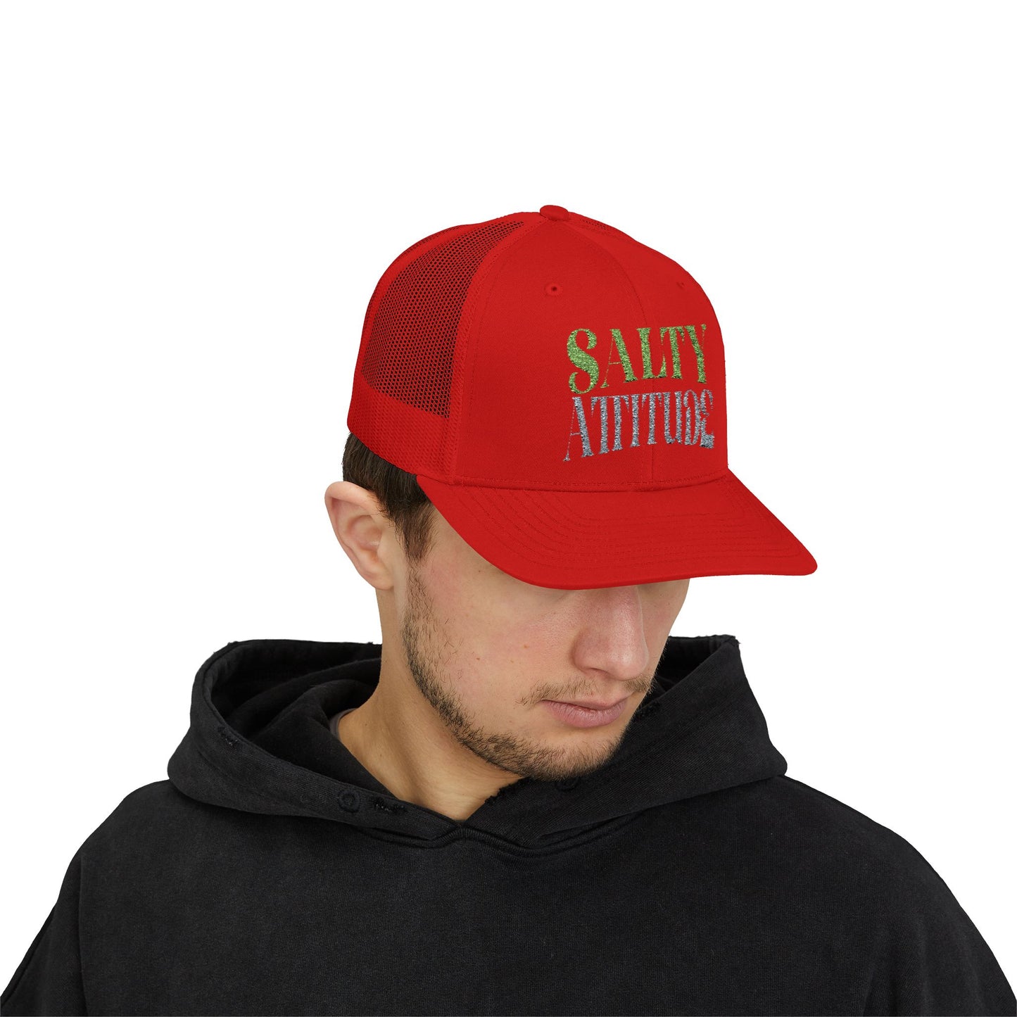 Salty Attitude Snapback Trucker Cap — Beachy, Sassy Mesh Hat for Coastal Lovers