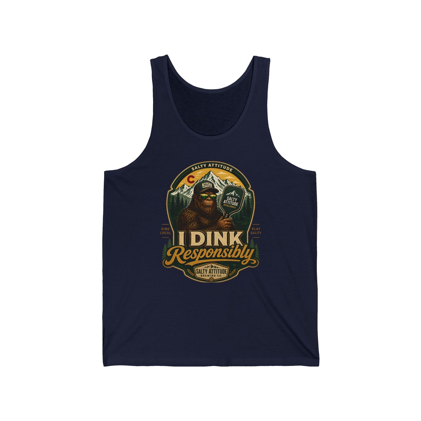 I Dink Responsibly Tank Top — Funny Pickleball Graphic Tank (Salty Athlete)
