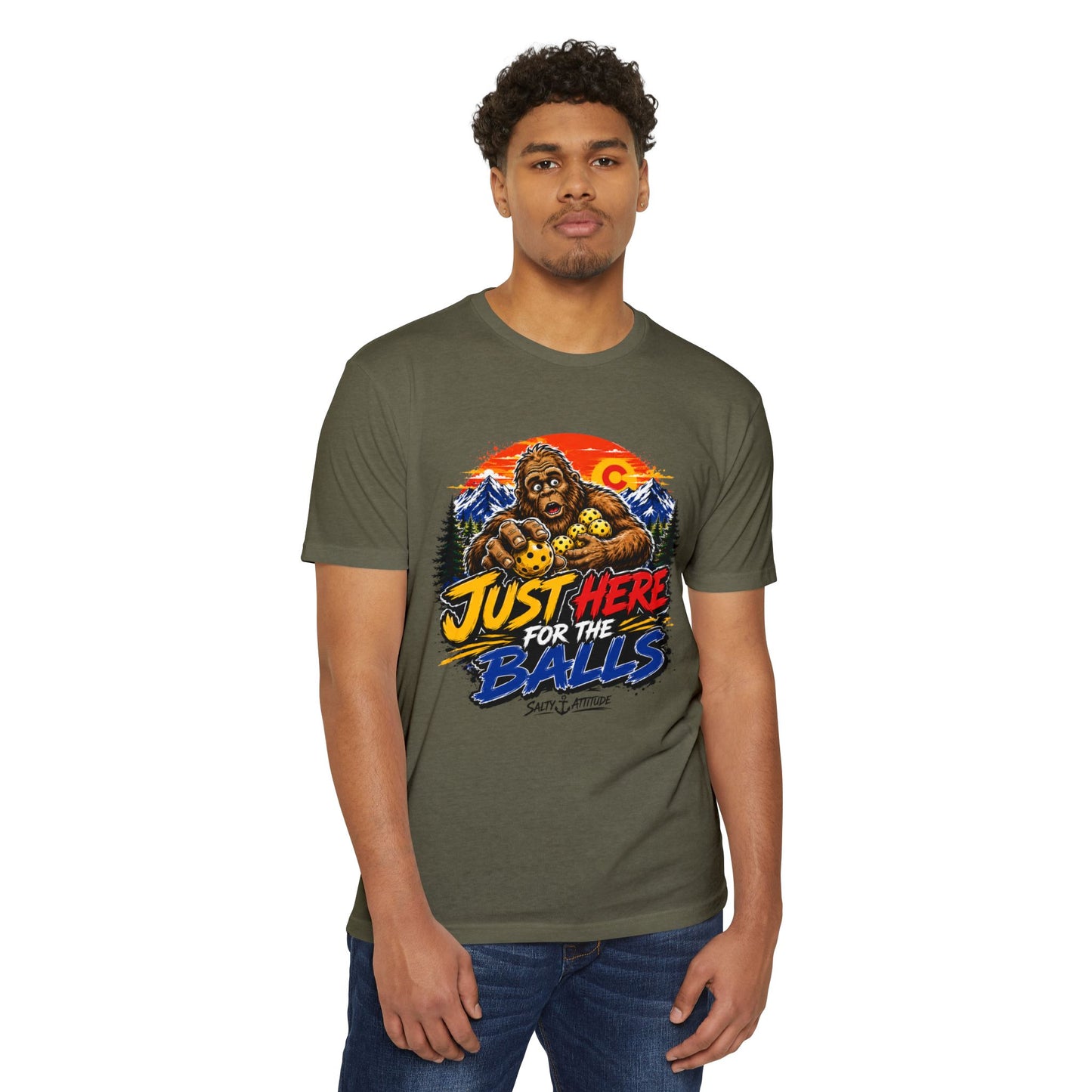 Just Here for the Balls T-Shirt — Funny Salty Attitude Sports Pickleball Tee