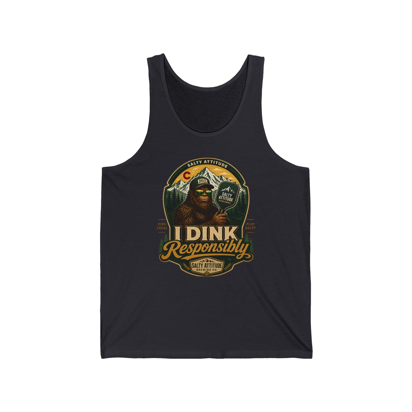 I Dink Responsibly Tank Top — Funny Pickleball Graphic Tank (Salty Athlete)