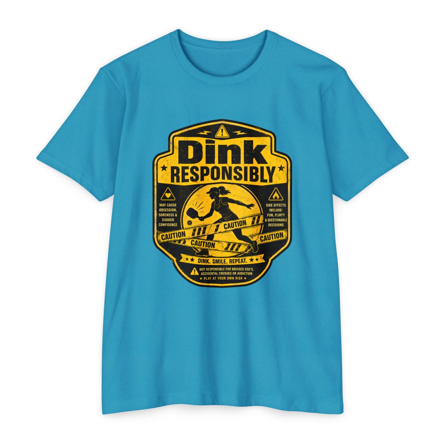 Dink Responsibly T-Shirt — Funny Pickleball 'Dink Responsibly' Graphic Tee (Salty Logo on Back)