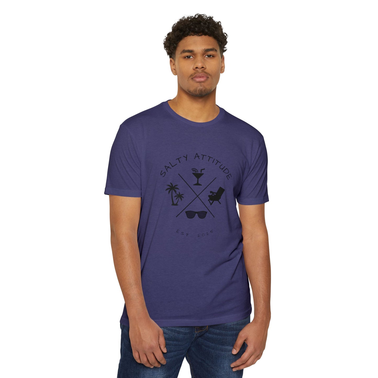 Salty Attitude Beach T-Shirt — Tropical Palm Cocktail Graphic Tee