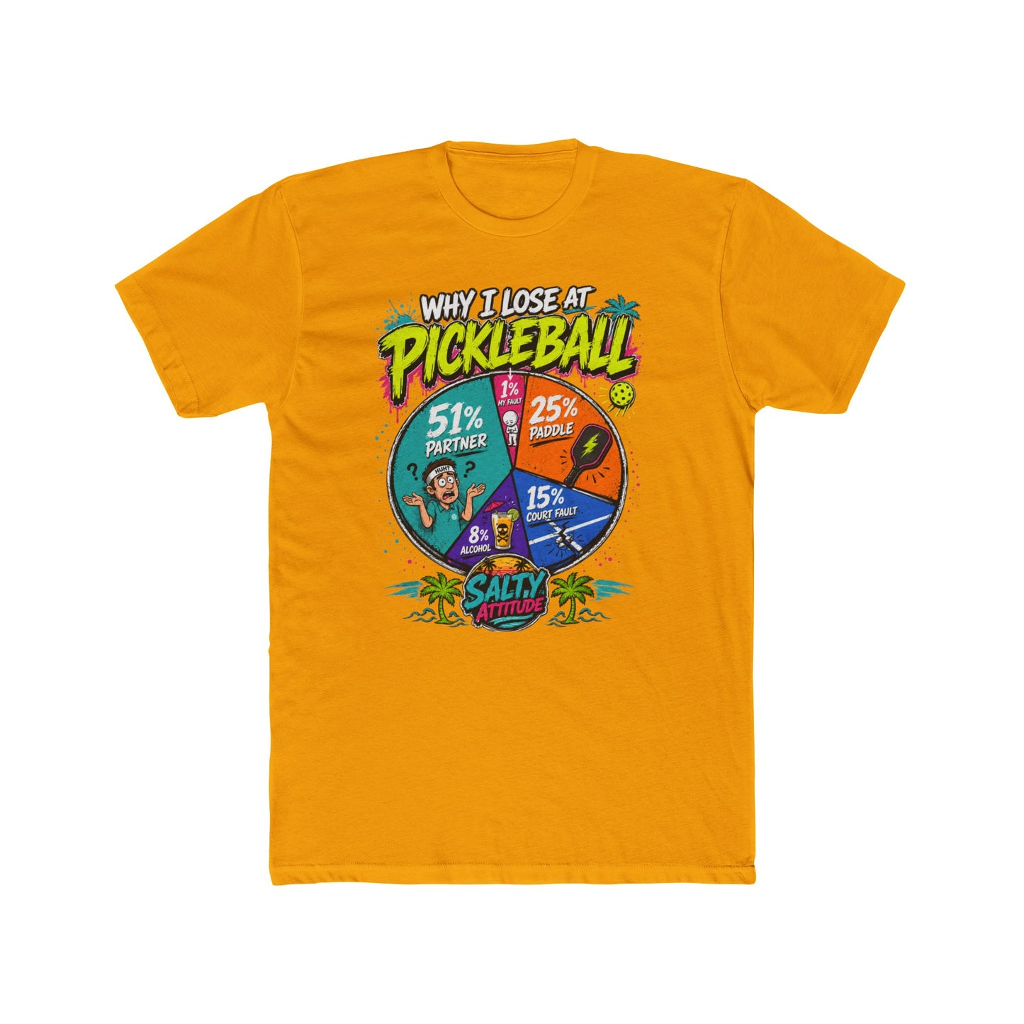 Pickleball Loss Pie Chart T-Shirt — “Why I Lose at Pickleball” Funny Sports Tee