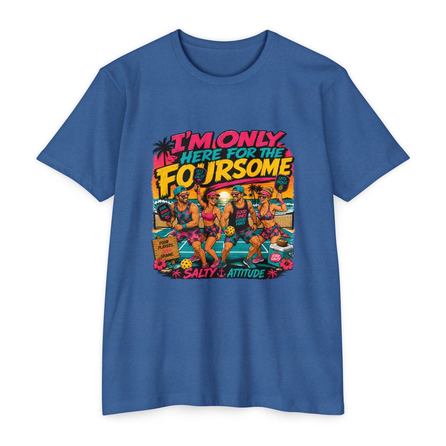 I'm Only Here for the Foursome Beach T-Shirt — Salty Attitude Retro Vacation Tee