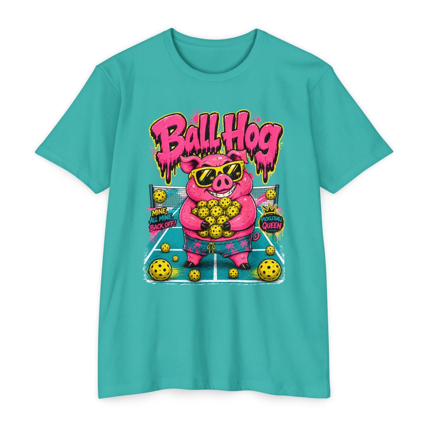 Ball Hog Pickleball T-Shirt — Retro Pig Graphic Tee ("Ball Hog")
