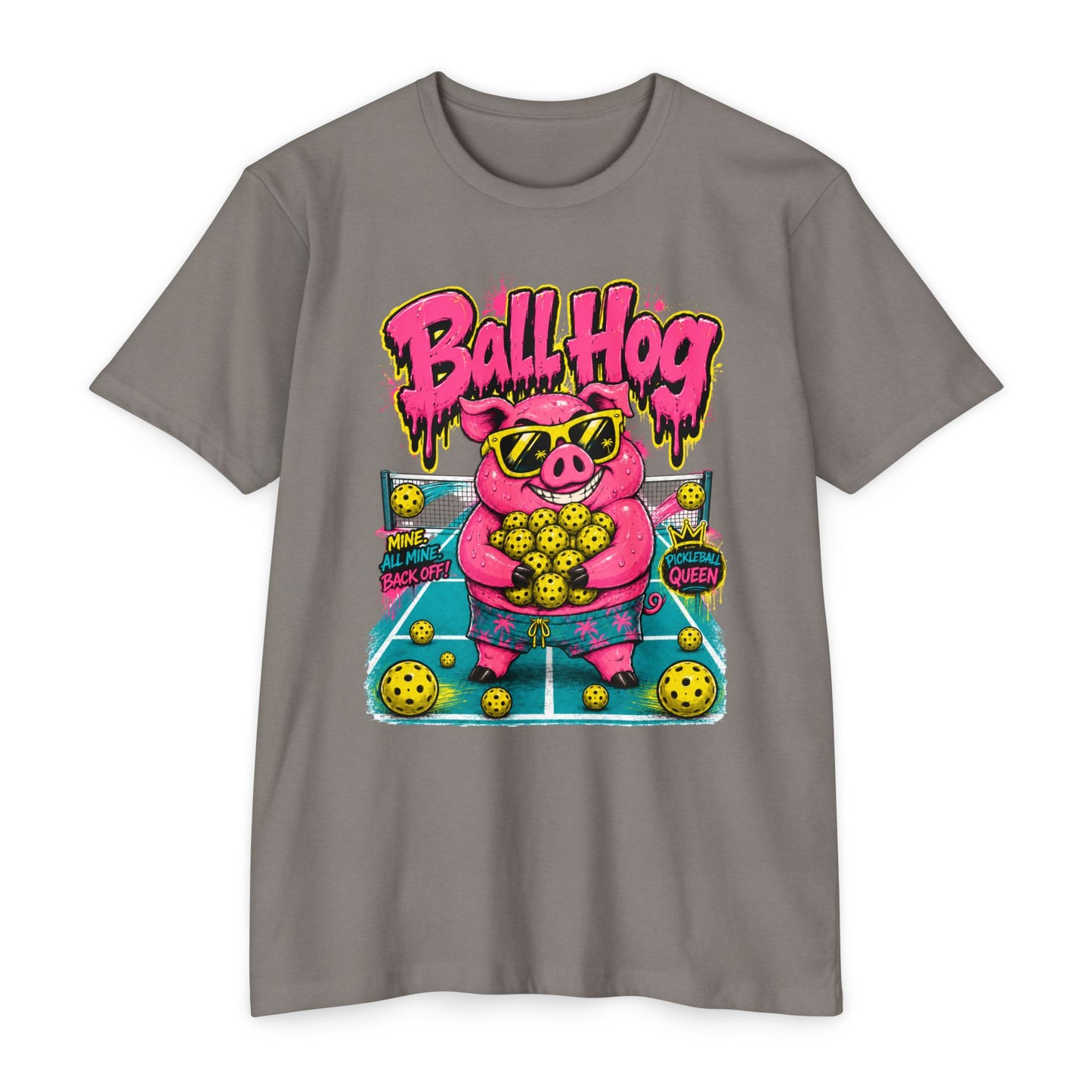 Ball Hog Pickleball T-Shirt — Retro Pig Graphic Tee ("Ball Hog")