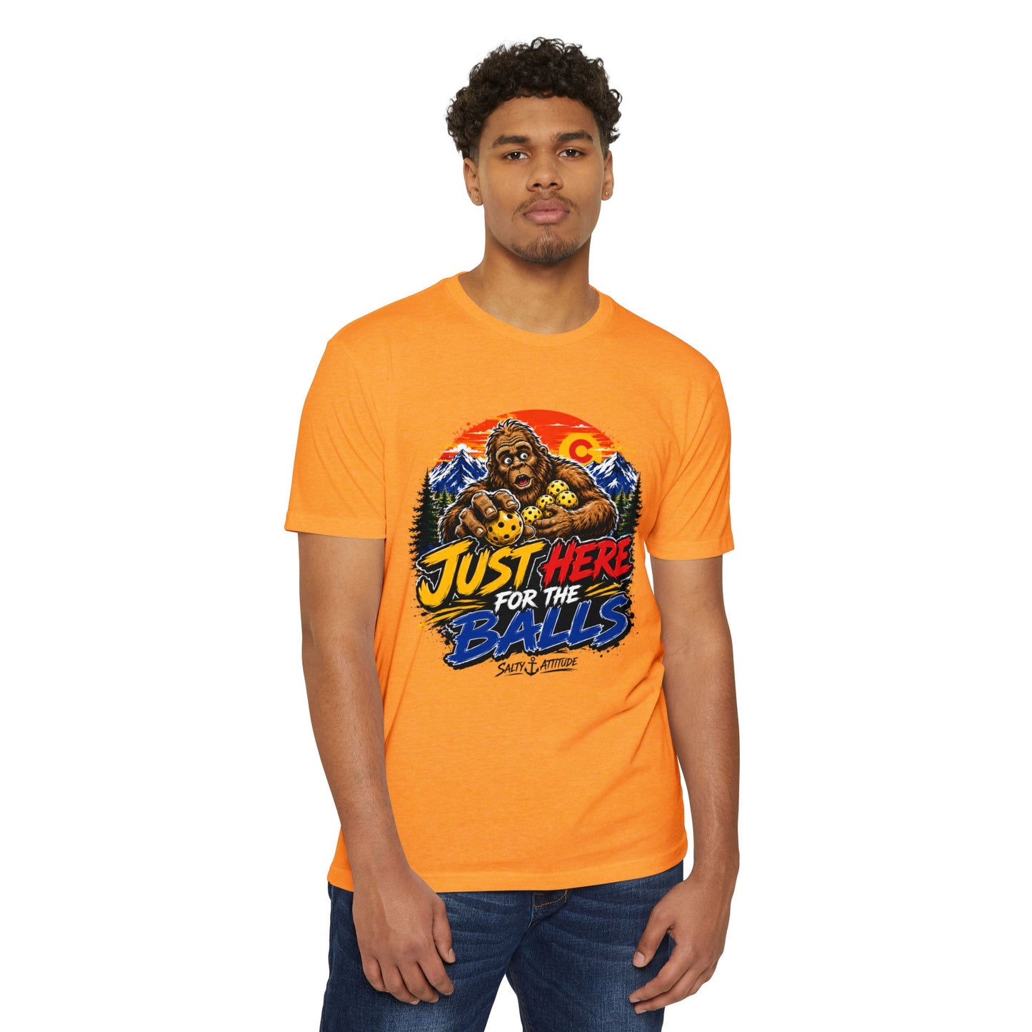 Just Here for the Balls T-Shirt — Funny Salty Attitude Sports Pickleball Tee