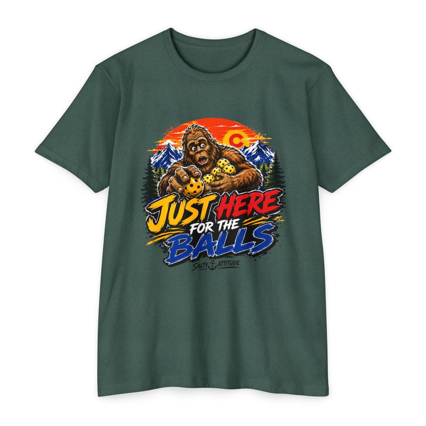 Just Here for the Balls T-Shirt — Funny Salty Attitude Sports Pickleball Tee
