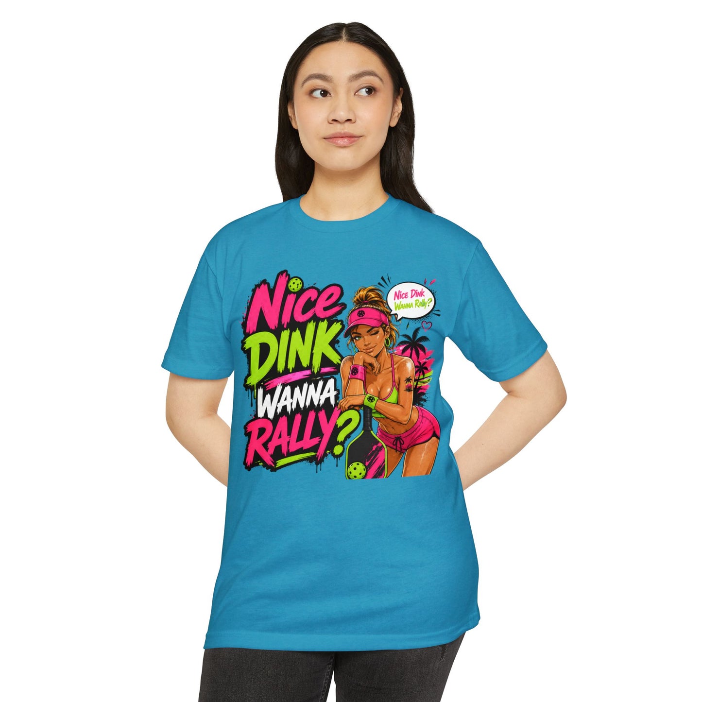 Beach Volleyball Tee — "Nice Dink Wanna Rally?" Graphic T‑Shirt (Salty Attitude)