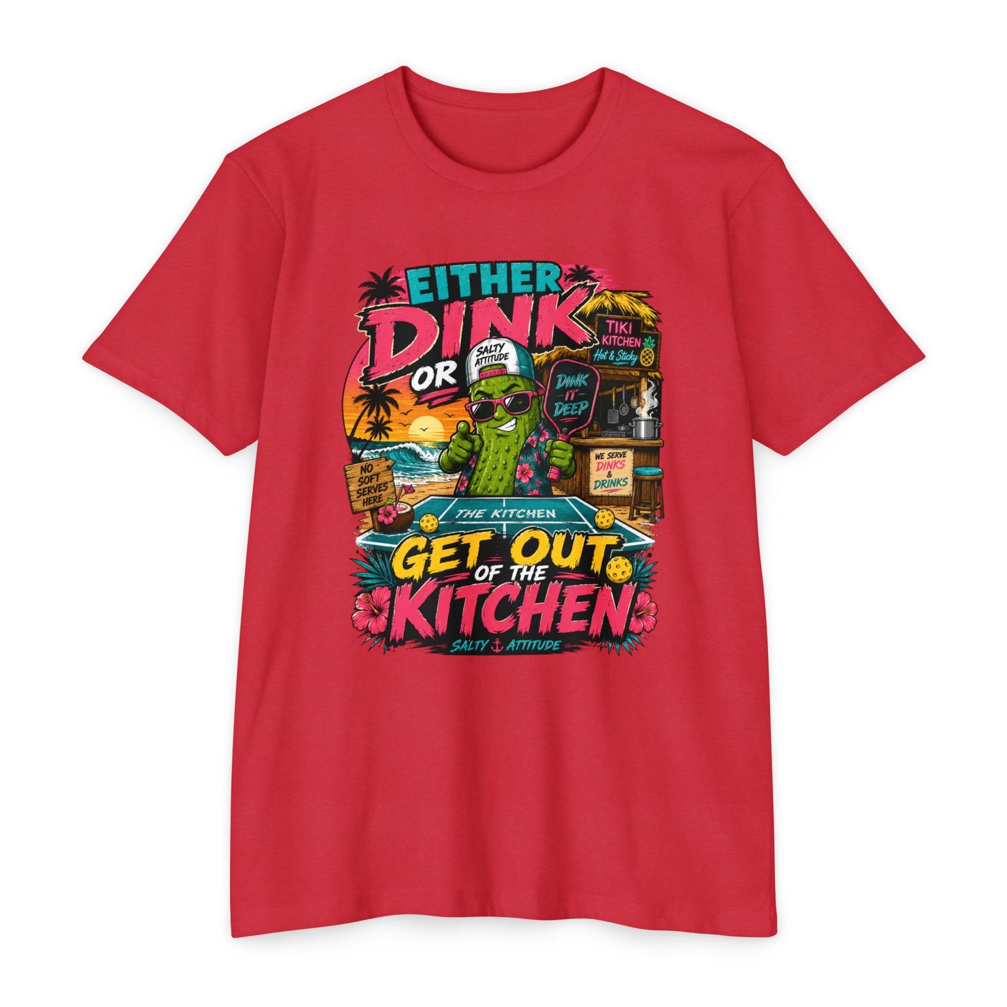 Either Dink or Get Out of the Kitchen T-Shirt – Funny Beach Bar Salty Crew Tee