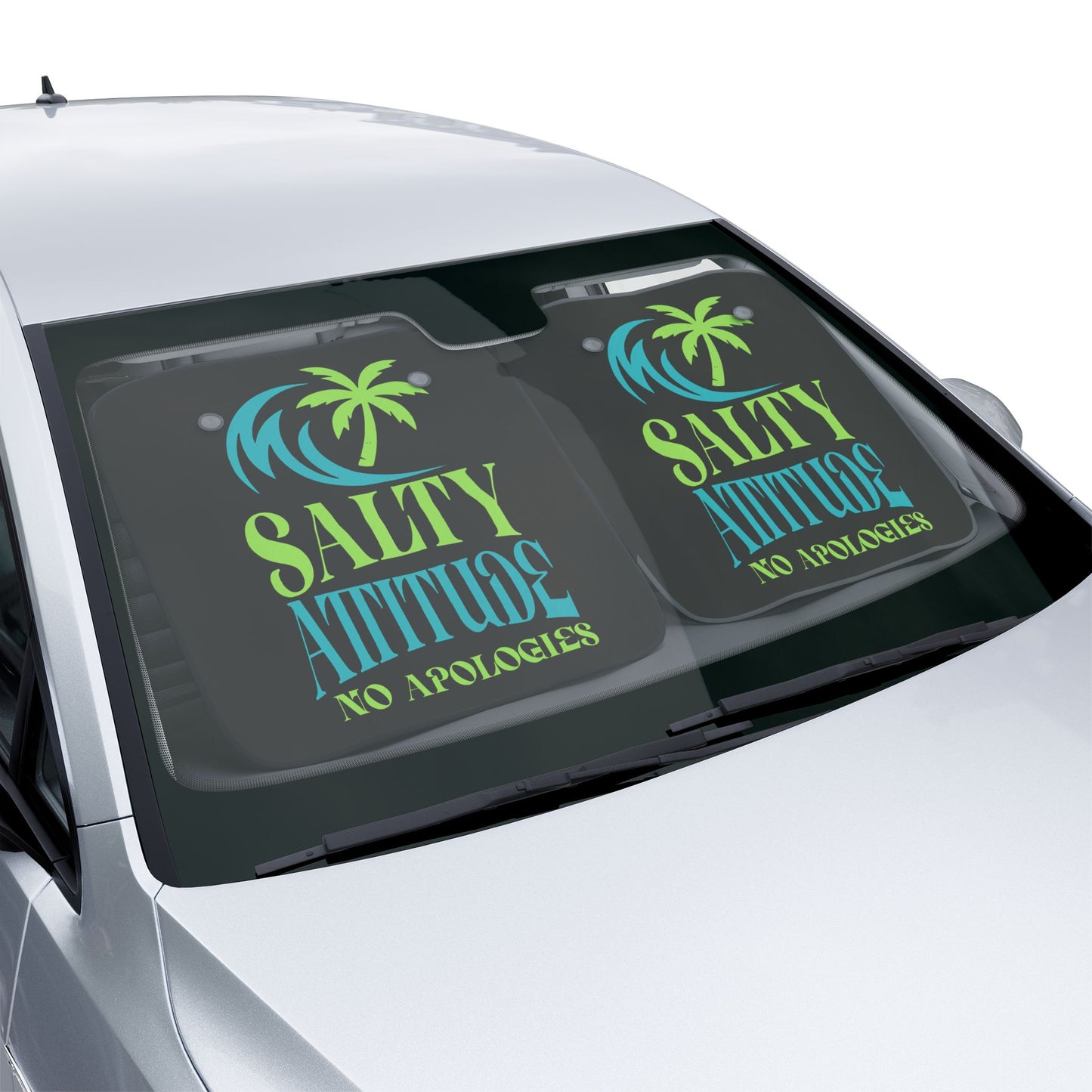 Sun Shade for Car - "Salty Attitude No Apologies" - UV Protection,
