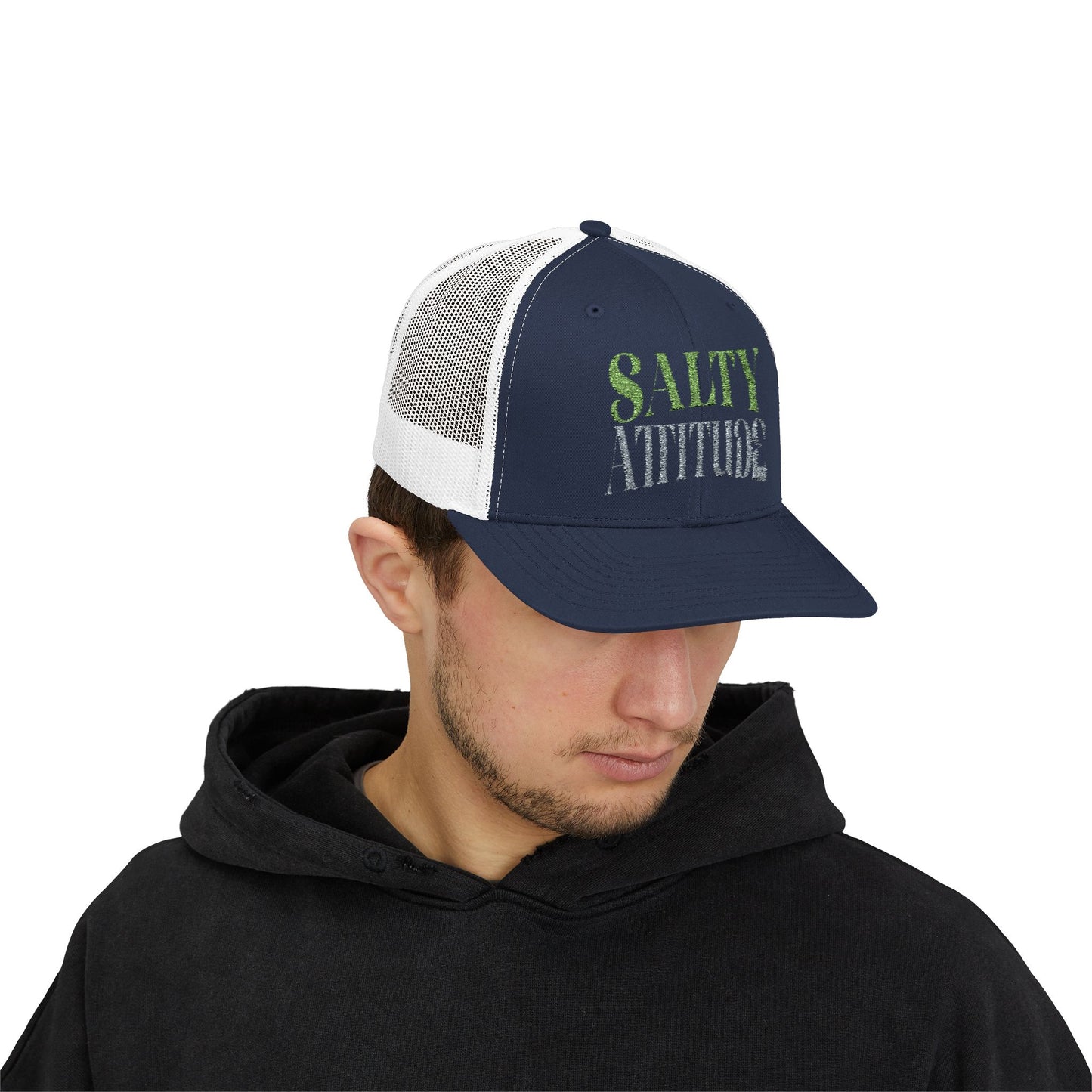 Salty Attitude Snapback Trucker Cap — Beachy, Sassy Mesh Hat for Coastal Lovers