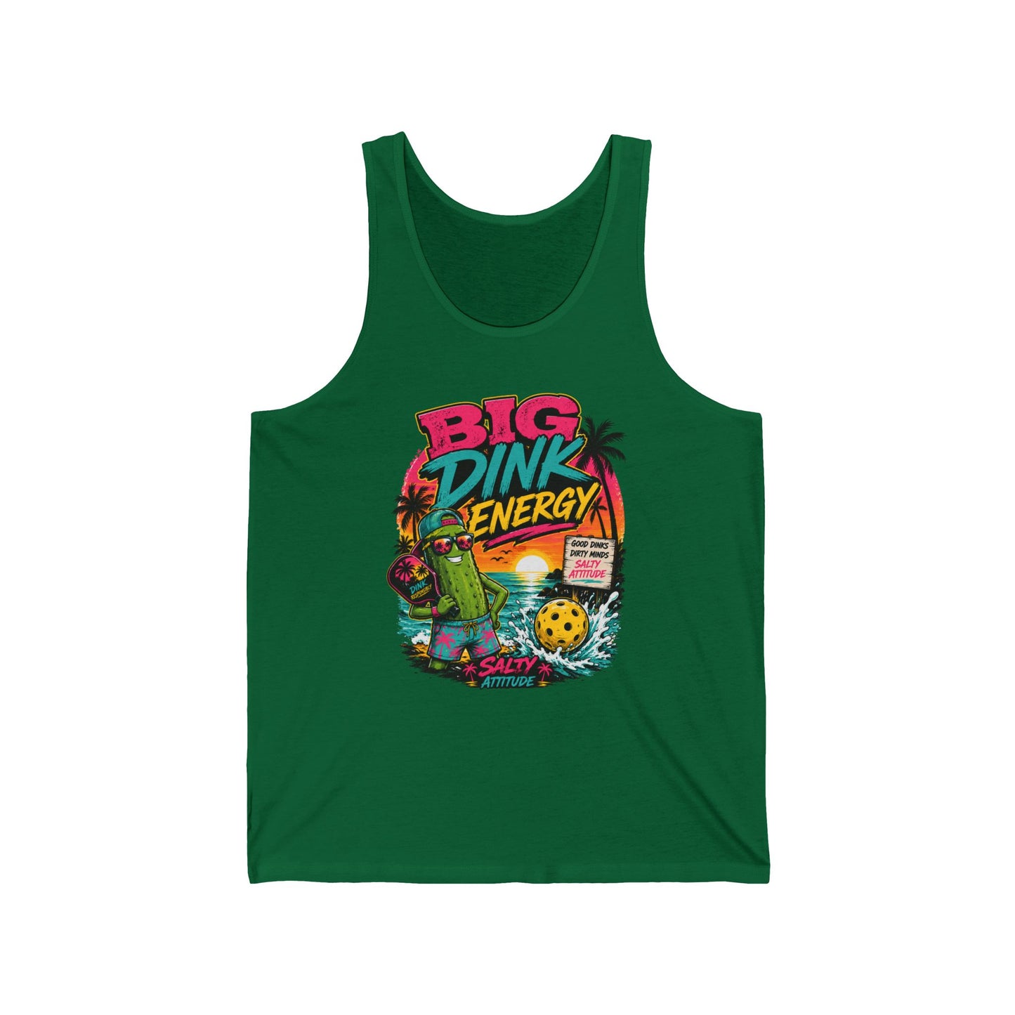 Big Dink Energy Tank Top — Retro Beach Pickleball Graphic “Big Dink Energy”