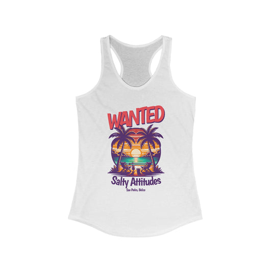 Women's Tropical Tank Top, Wanted Salty Attitudes Summer Shirt, Beachwear,