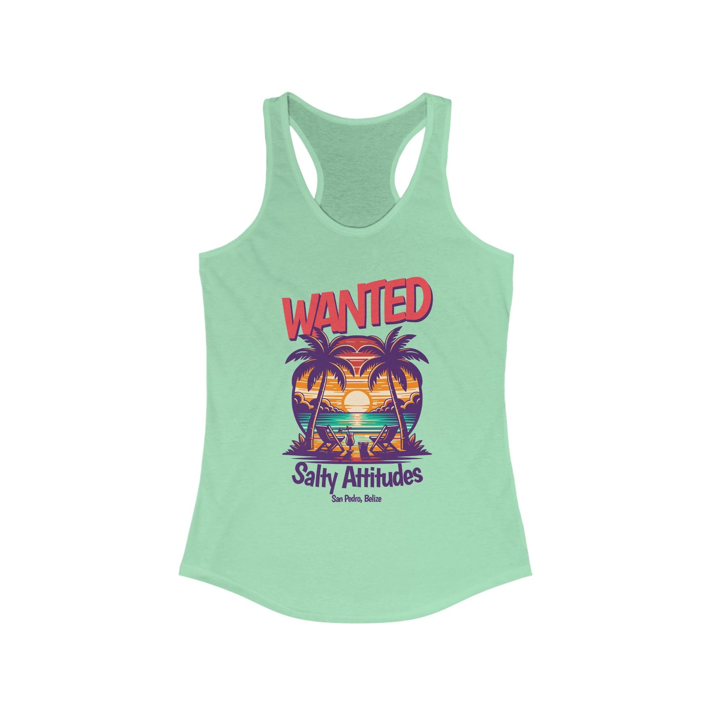 Women's Tropical Tank Top, Wanted Salty Attitudes Summer Shirt, Beachwear,