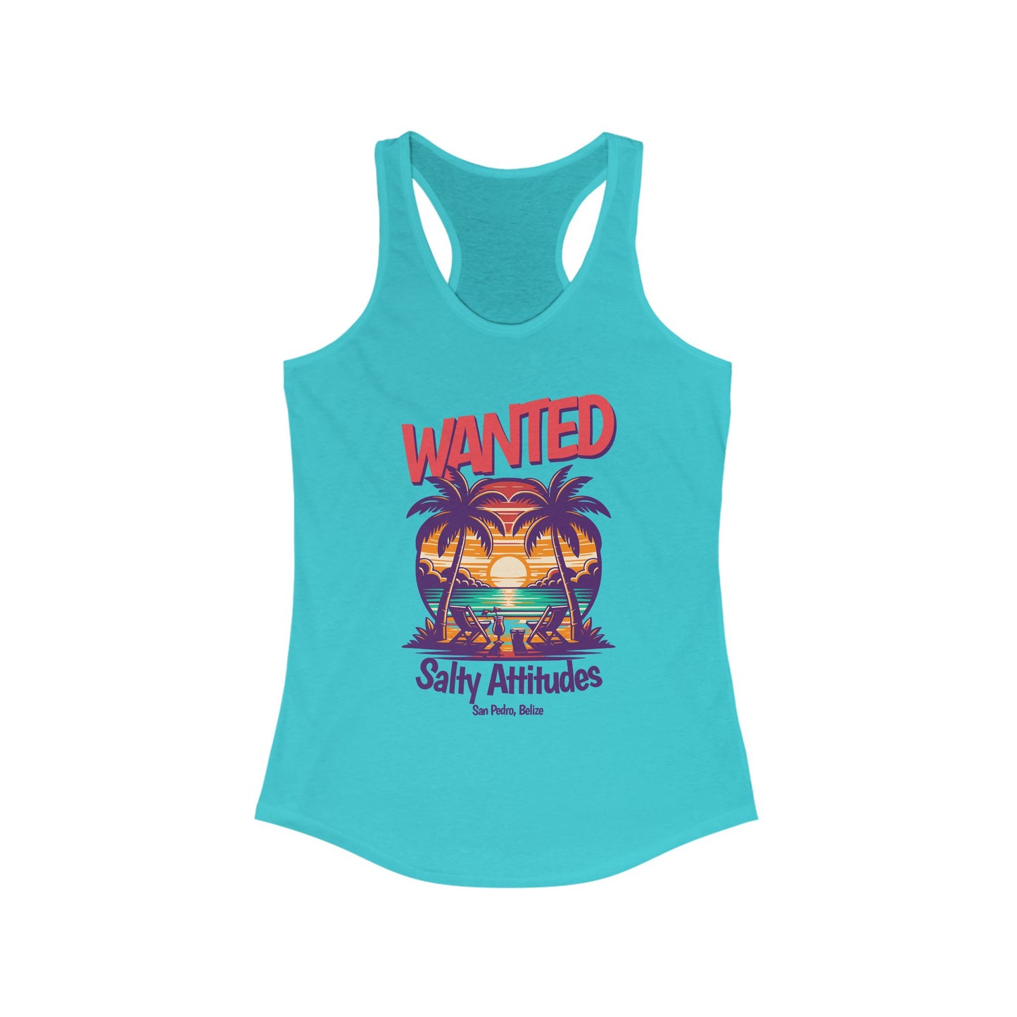 Women's Tropical Tank Top, Wanted Salty Attitudes Summer Shirt, Beachwear,