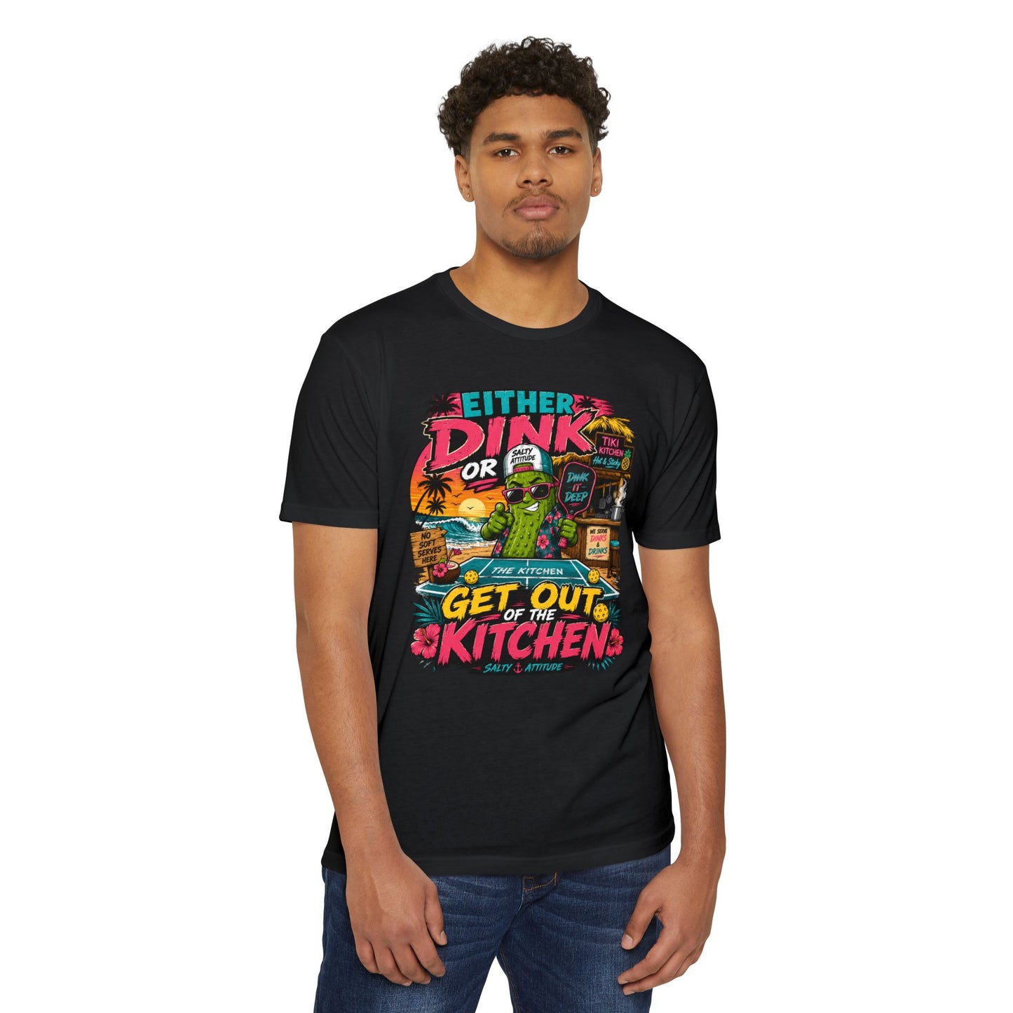Either Dink or Get Out of the Kitchen T-Shirt – Funny Beach Bar Salty Crew Tee