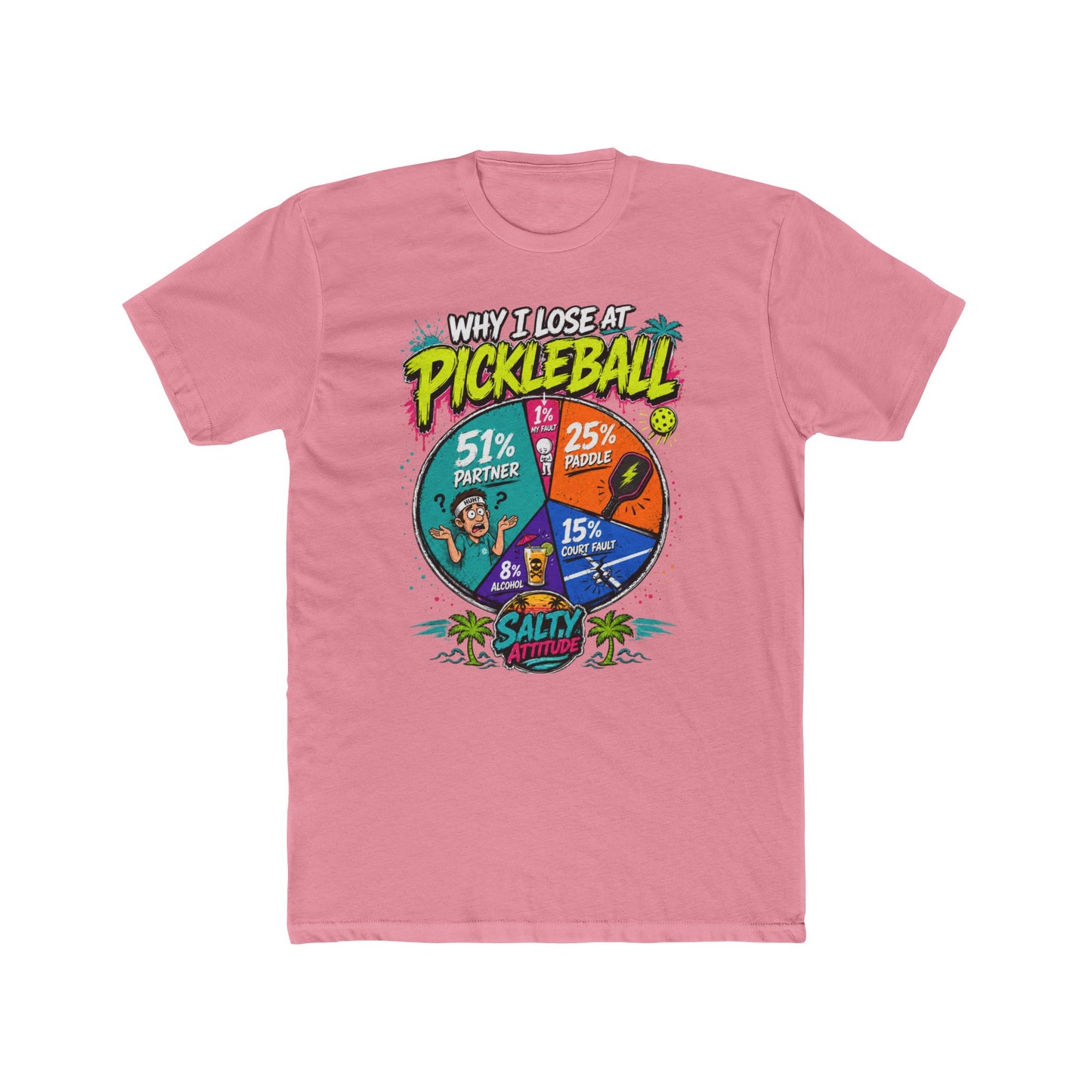 Pickleball Loss Pie Chart T-Shirt — “Why I Lose at Pickleball” Funny Sports Tee