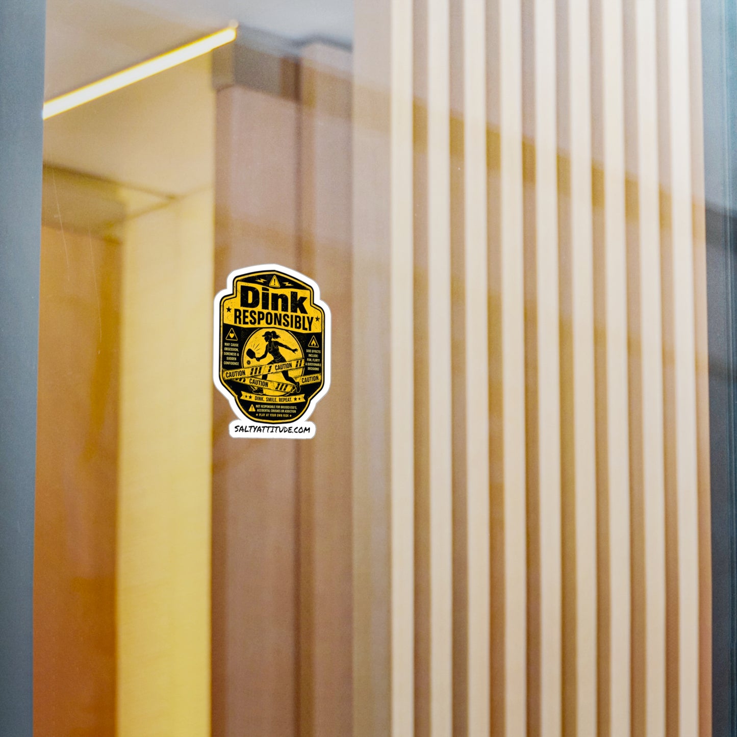 Dink Responsibly Yellow Caution Sticker — Kiss-Cut Vinyl Decal