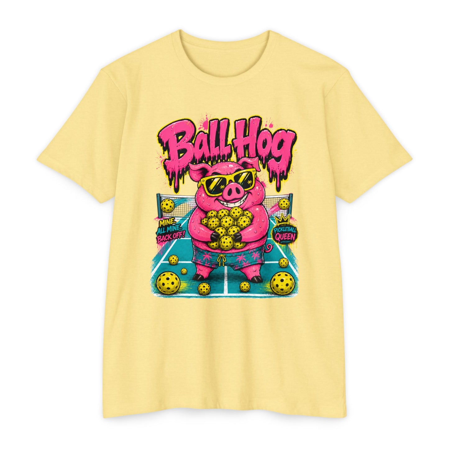 Ball Hog Pickleball T-Shirt — Retro Pig Graphic Tee ("Ball Hog")