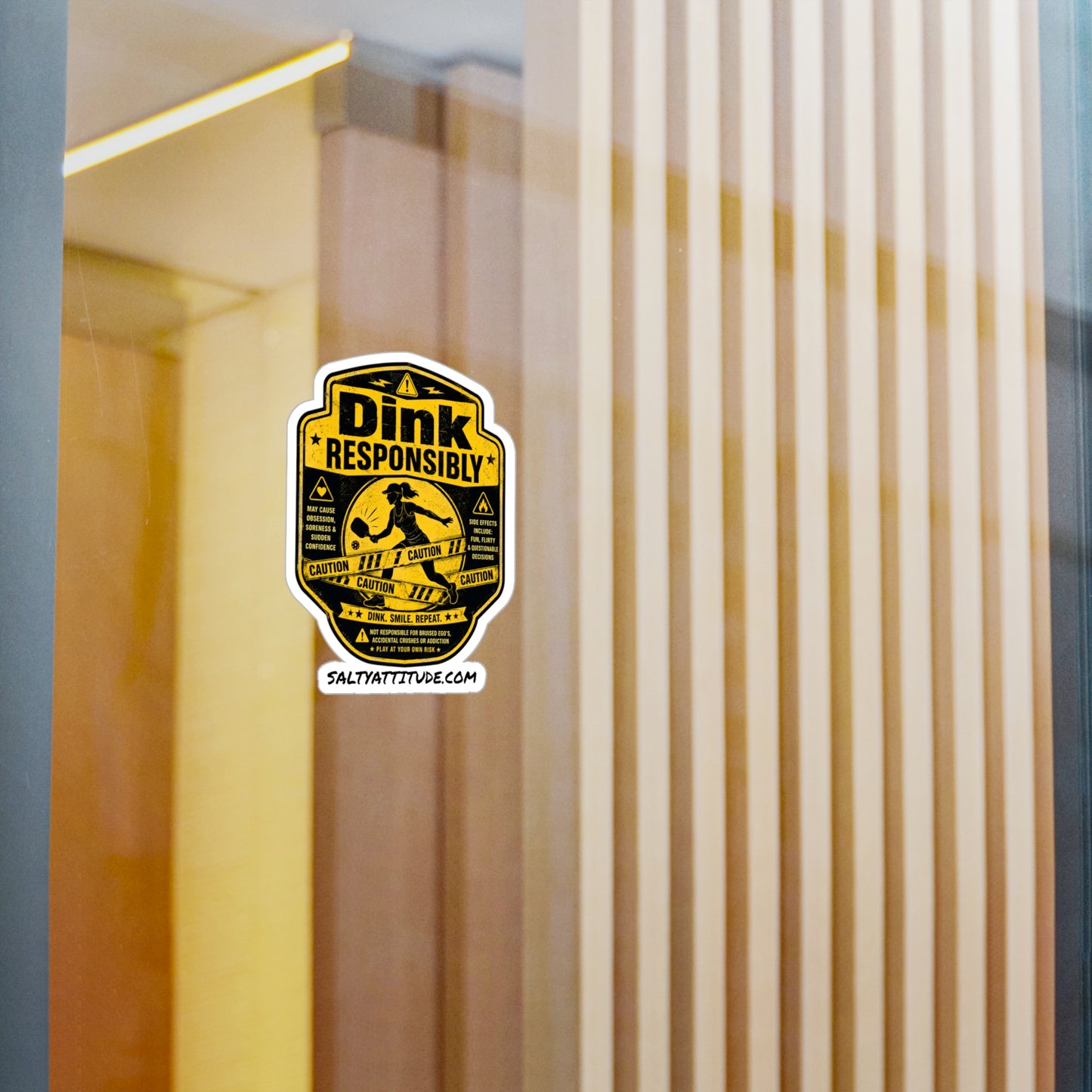 Dink Responsibly Yellow Caution Sticker — Kiss-Cut Vinyl Decal