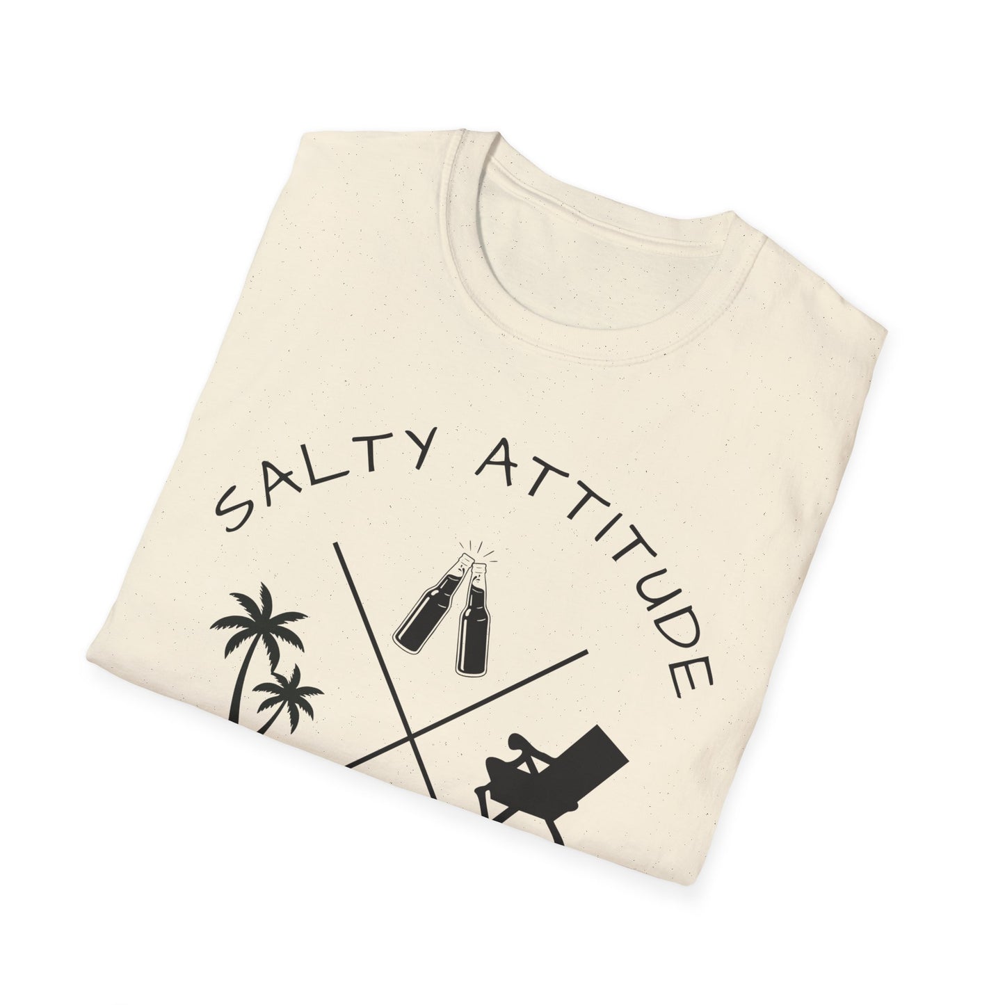 Salty Attitude Beach T-Shirt — Coastal Vacation Shirt with Sunglasses & Palm Icons