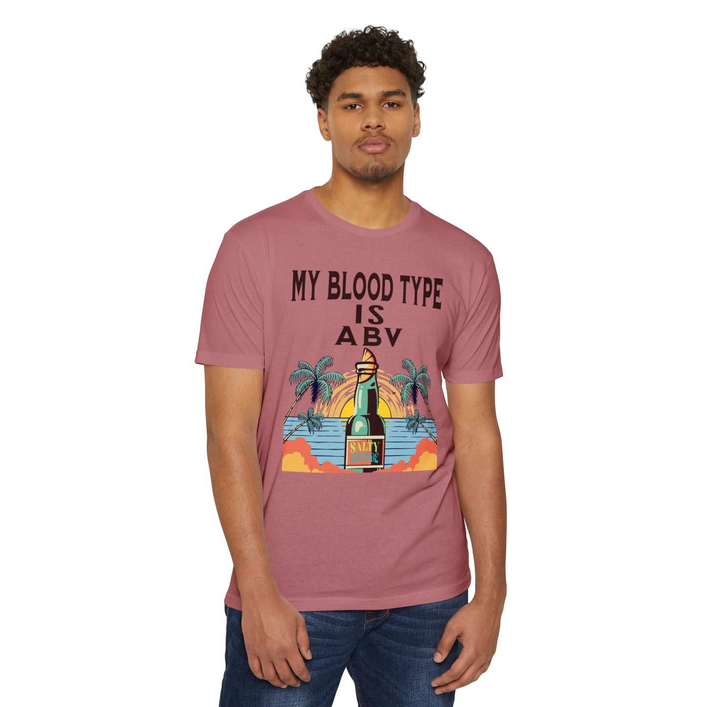 Salty Attitude T-Shirt — "My Blood Type Is ABV" Beach Beer Graphic Tee
