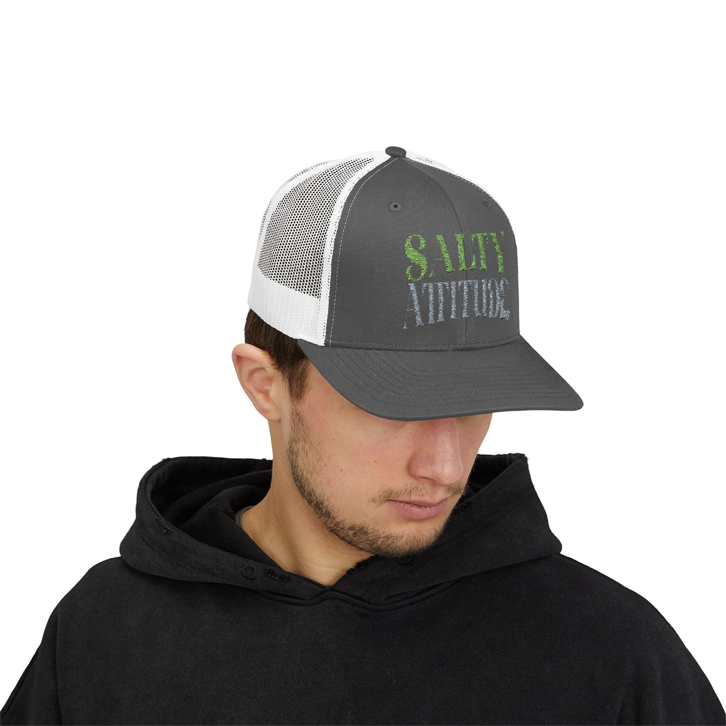 Salty Attitude Snapback Trucker Cap — Beachy, Sassy Mesh Hat for Coastal Lovers