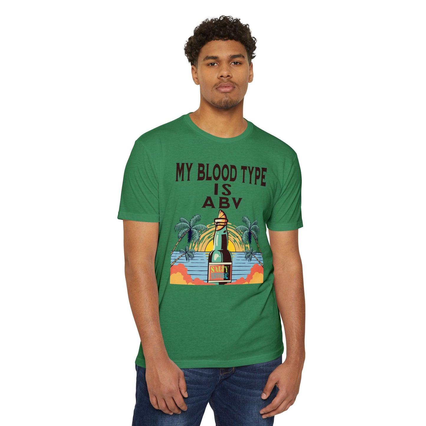 Salty Attitude T-Shirt — "My Blood Type Is ABV" Beach Beer Graphic Tee