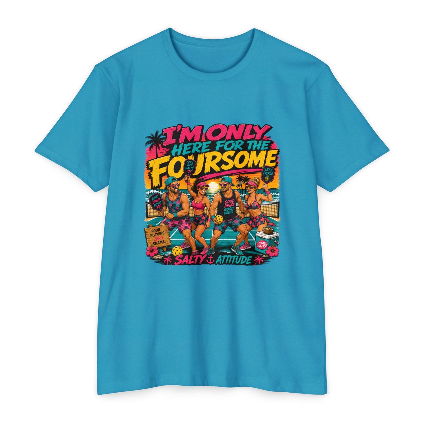 I'm Only Here for the Foursome Beach T-Shirt — Salty Attitude Retro Vacation Tee