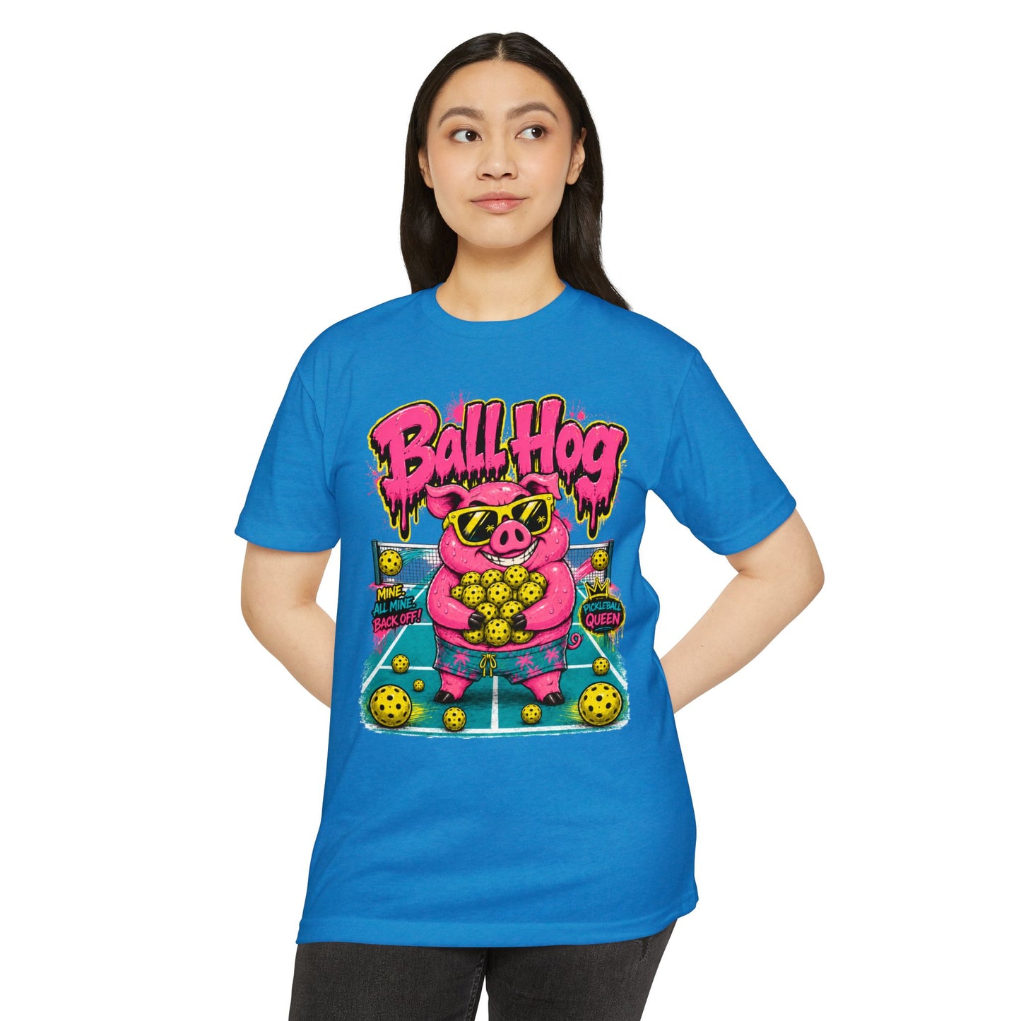 Ball Hog Pickleball T-Shirt — Retro Pig Graphic Tee ("Ball Hog")