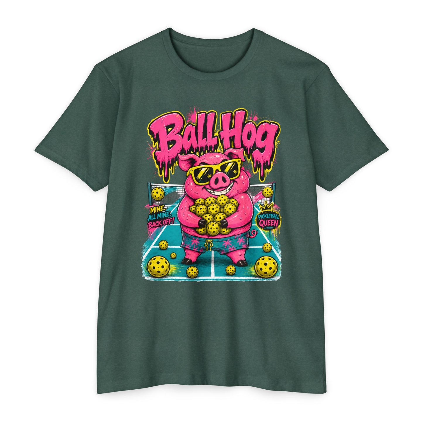 Ball Hog Pickleball T-Shirt — Retro Pig Graphic Tee ("Ball Hog")