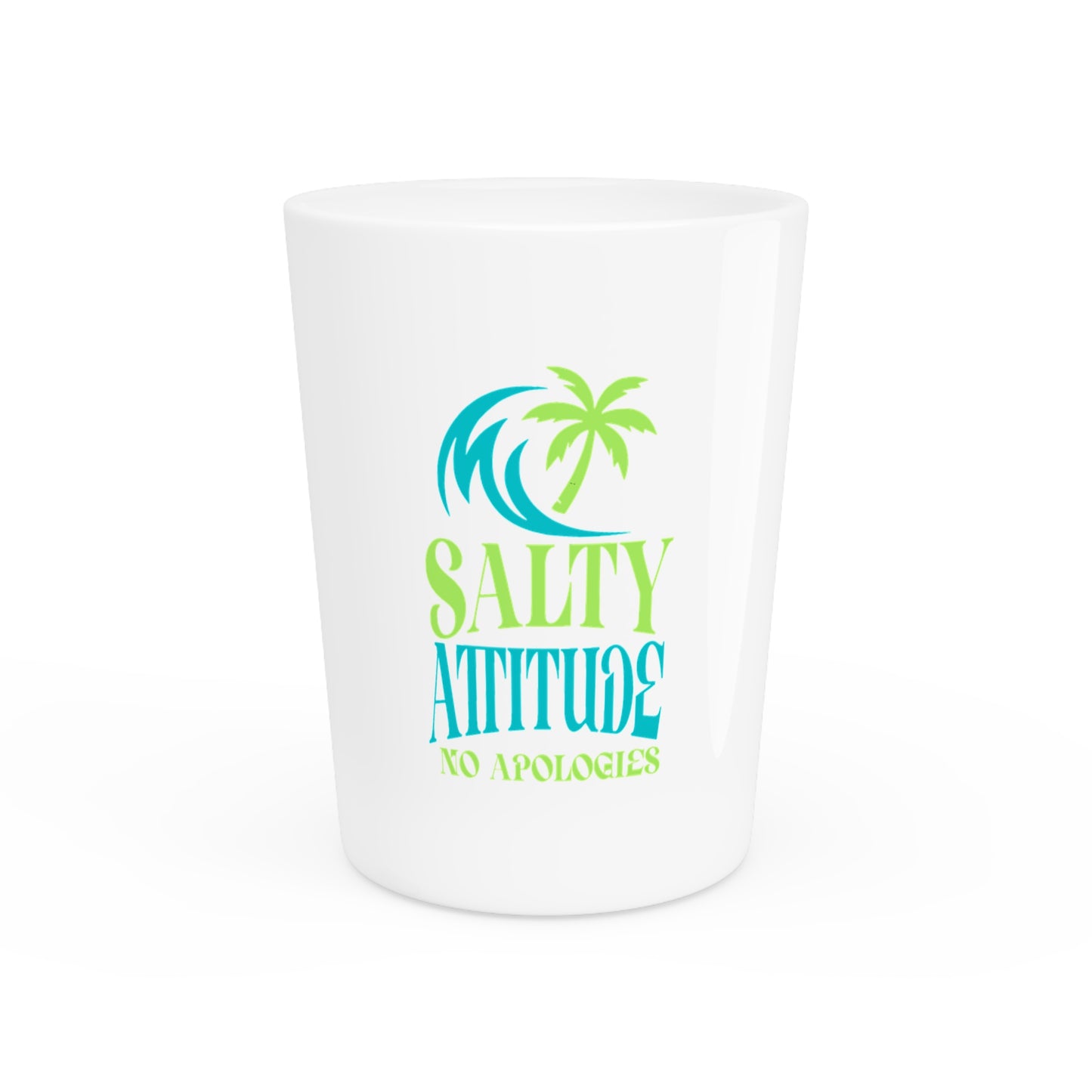 Salty Attitude Shot Glass, Fun Beach Barware, Tropical Party Glass,