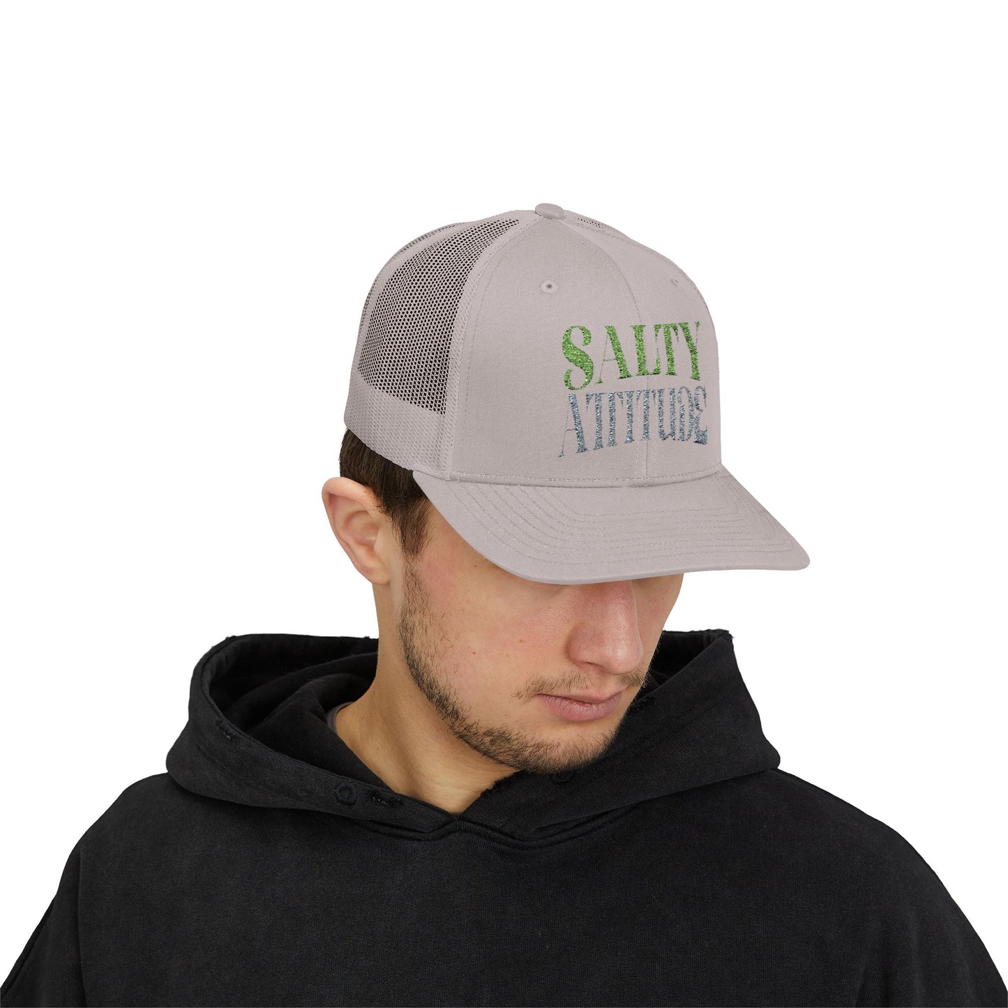 Salty Attitude Snapback Trucker Cap — Beachy, Sassy Mesh Hat for Coastal Lovers