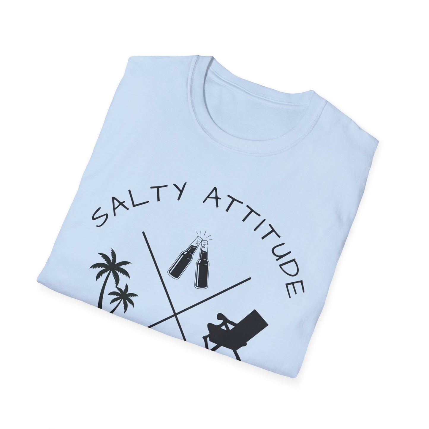 Salty Attitude Beach T-Shirt — Coastal Vacation Shirt with Sunglasses & Palm Icons