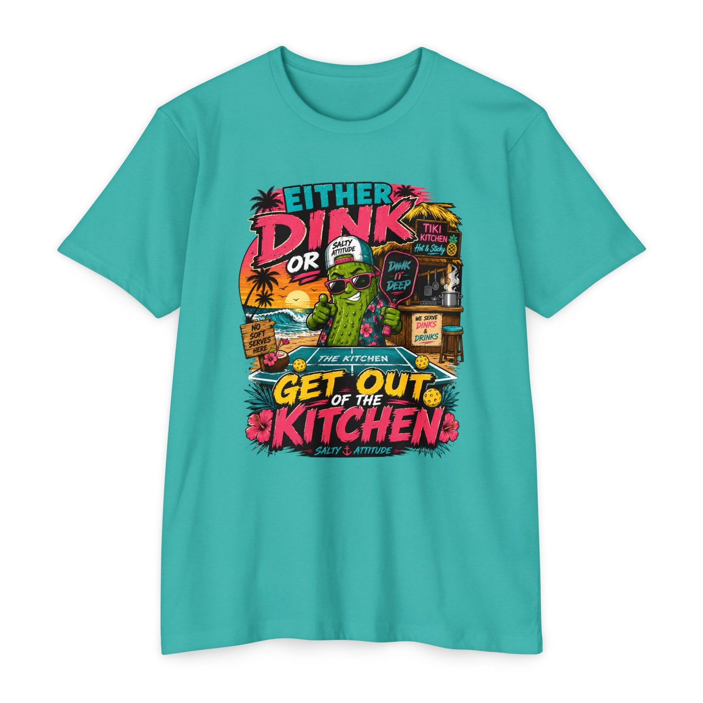 Either Dink or Get Out of the Kitchen T-Shirt – Funny Beach Bar Salty Crew Tee