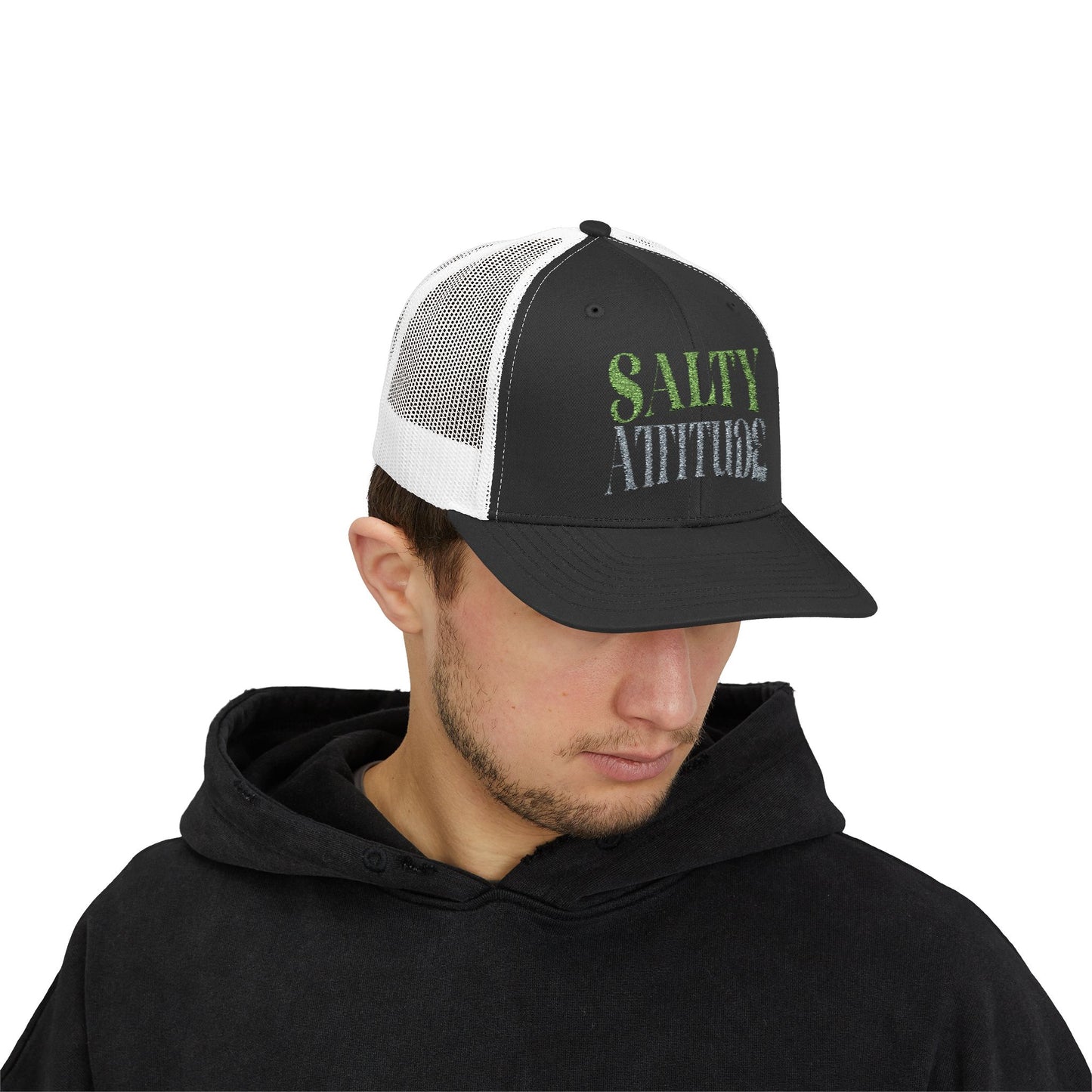 Salty Attitude Snapback Trucker Cap — Beachy, Sassy Mesh Hat for Coastal Lovers