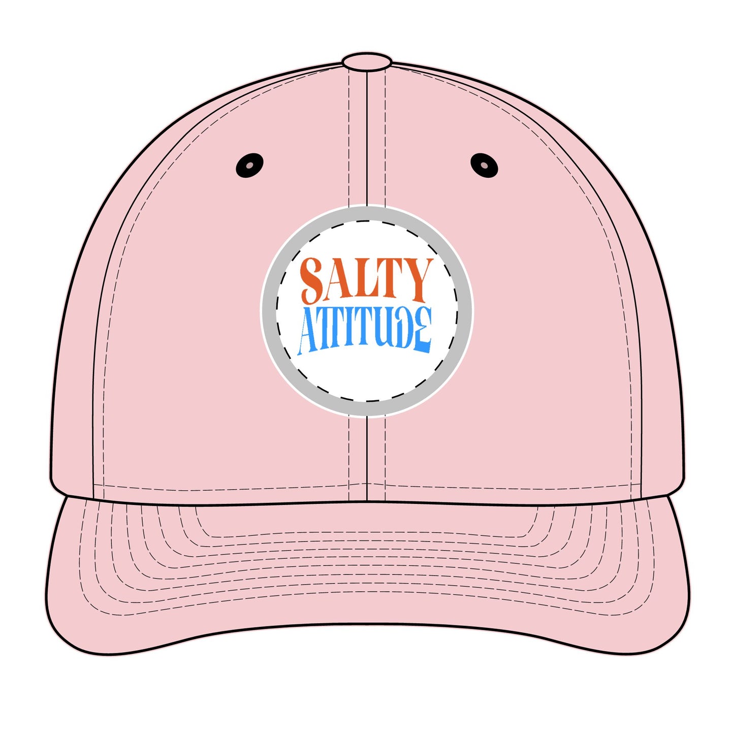 Trucker Hat - "Salty Attitude" Embroidered Patch Snapback
