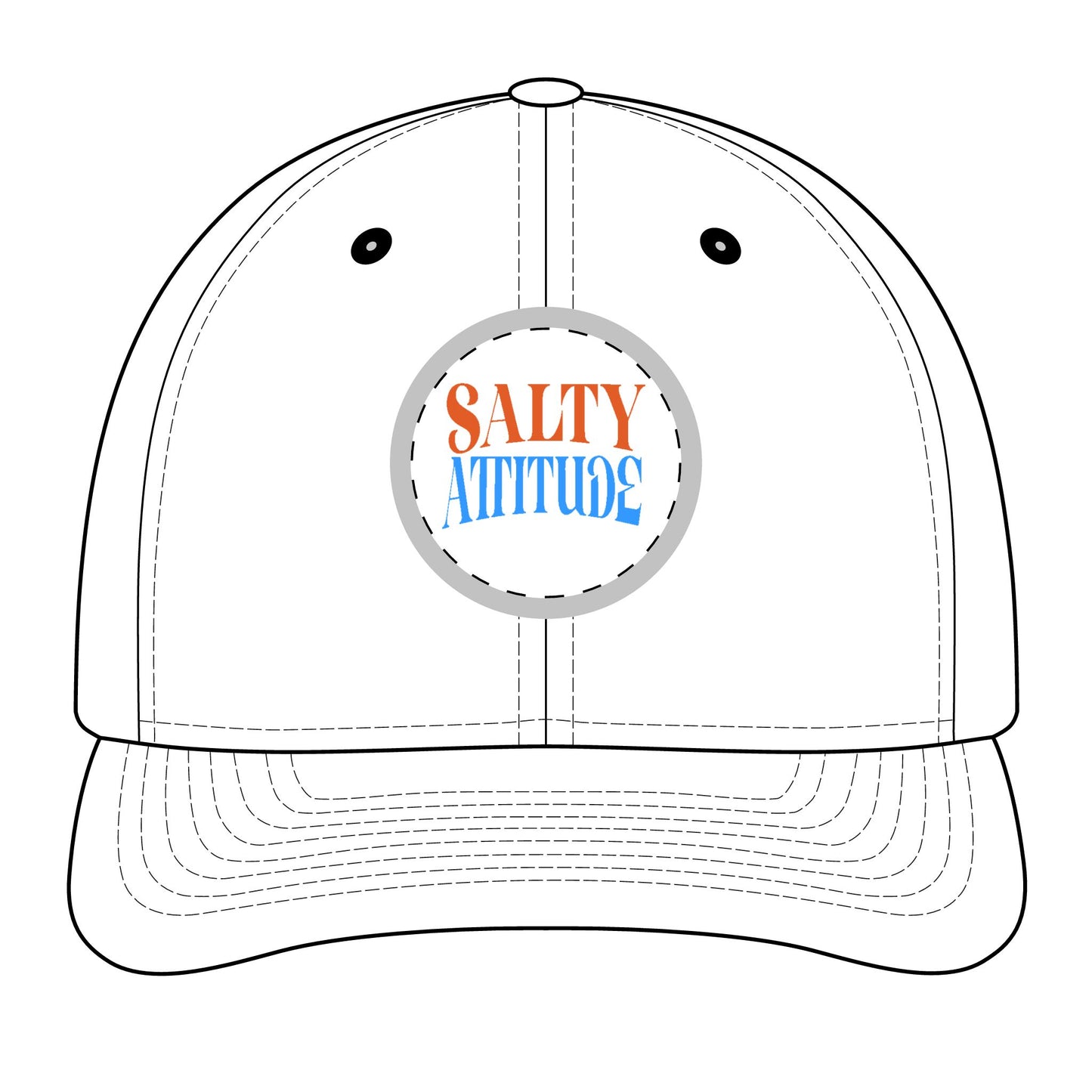 Trucker Hat - "Salty Attitude" Embroidered Patch Snapback